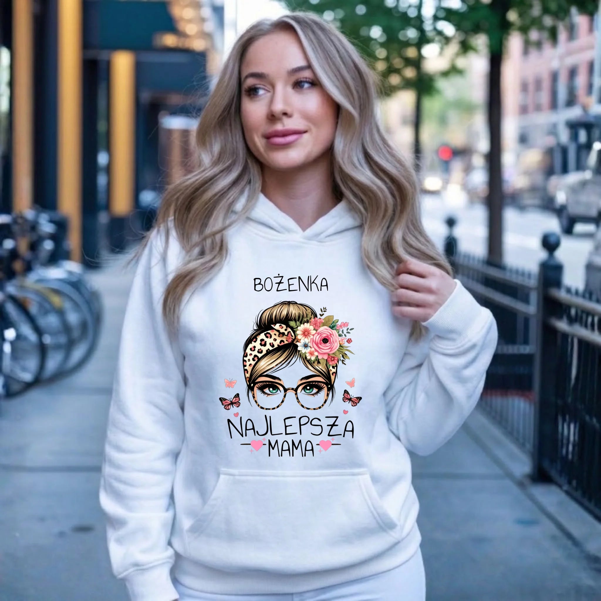 Bluza z kapturem dla mamy - Najlepsza mama - personalizowana DM37 - StoryCups.pl