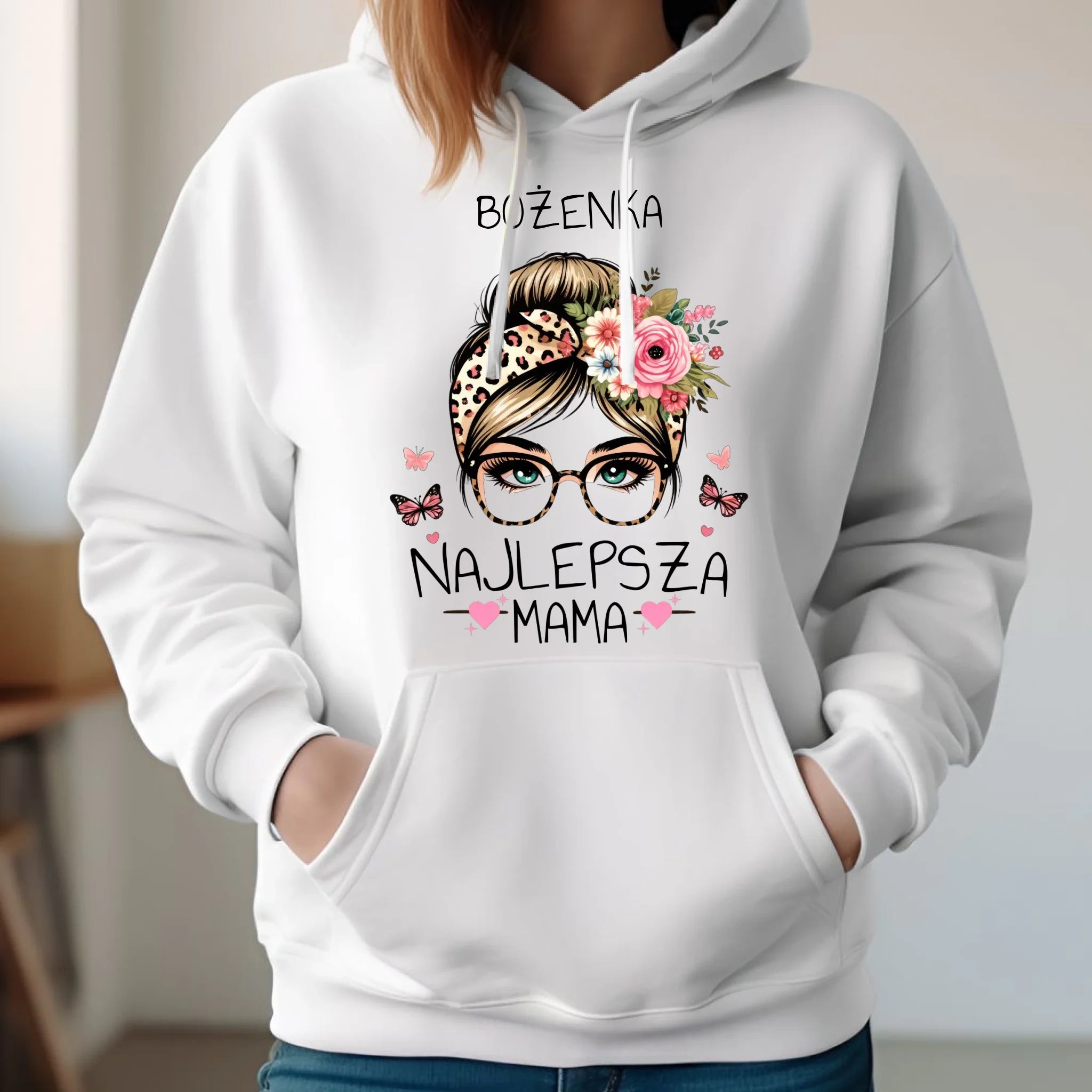 Bluza z kapturem dla mamy - Najlepsza mama - personalizowana DM37 - StoryCups.pl