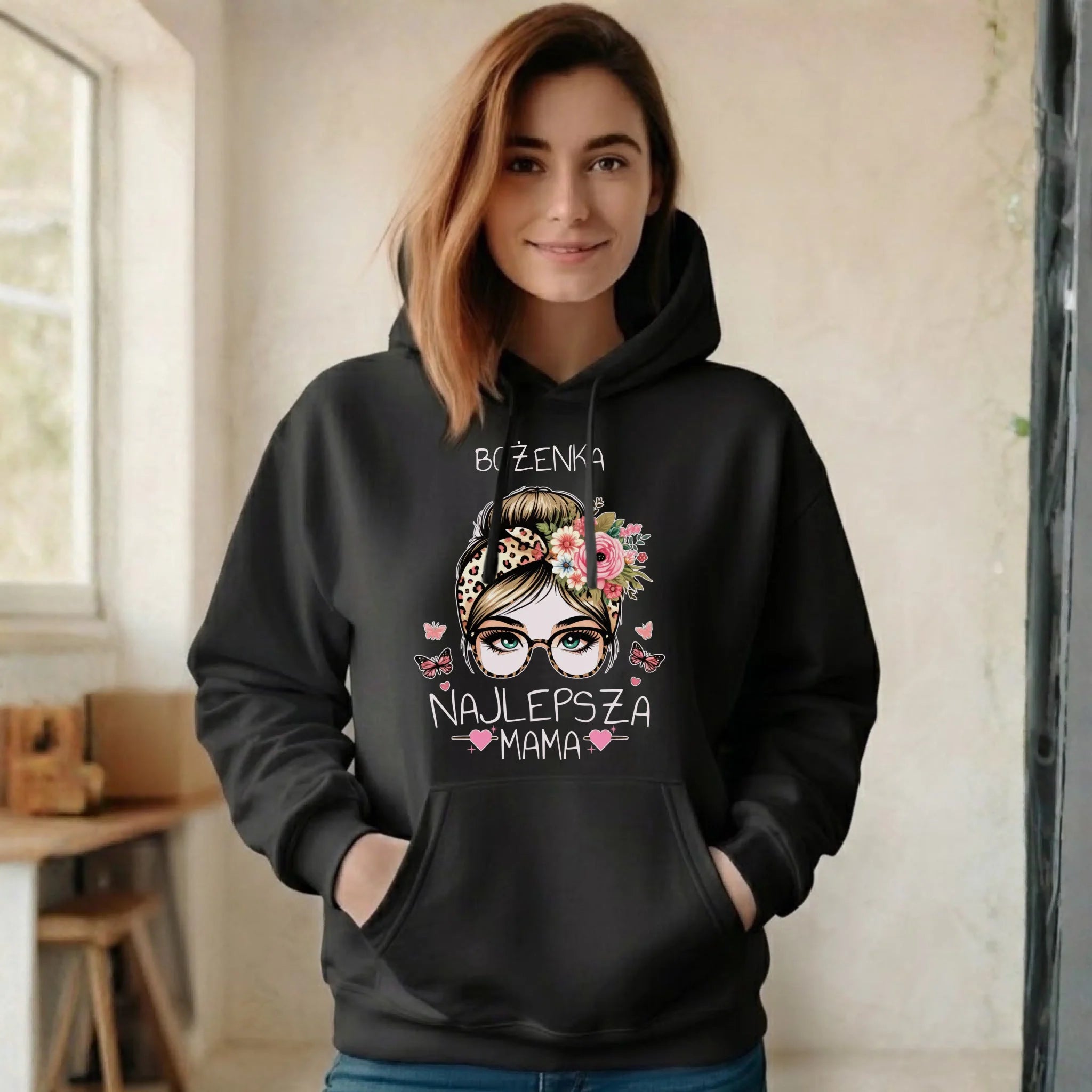 Bluza z kapturem dla mamy - Najlepsza mama - personalizowana DM37 - StoryCups.pl