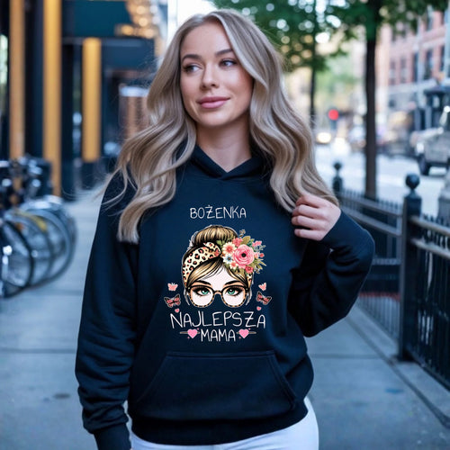Bluza z kapturem dla mamy - Najlepsza mama - personalizowana DM37 - StoryCups.pl