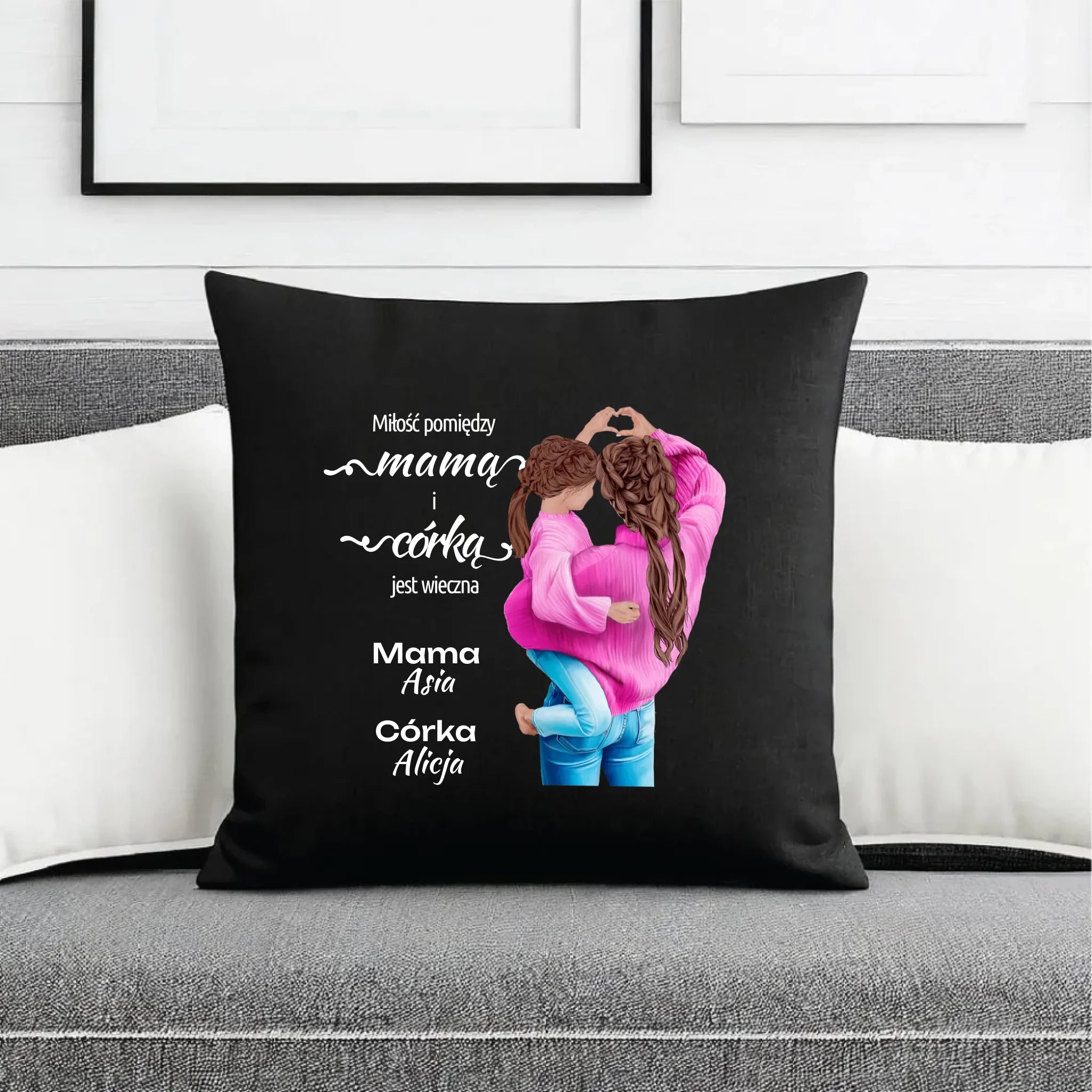 Poduszka dekoracyjna dla mamy od córki - Miłość jest wieczna - personalizowana DM38 - StoryCups.pl