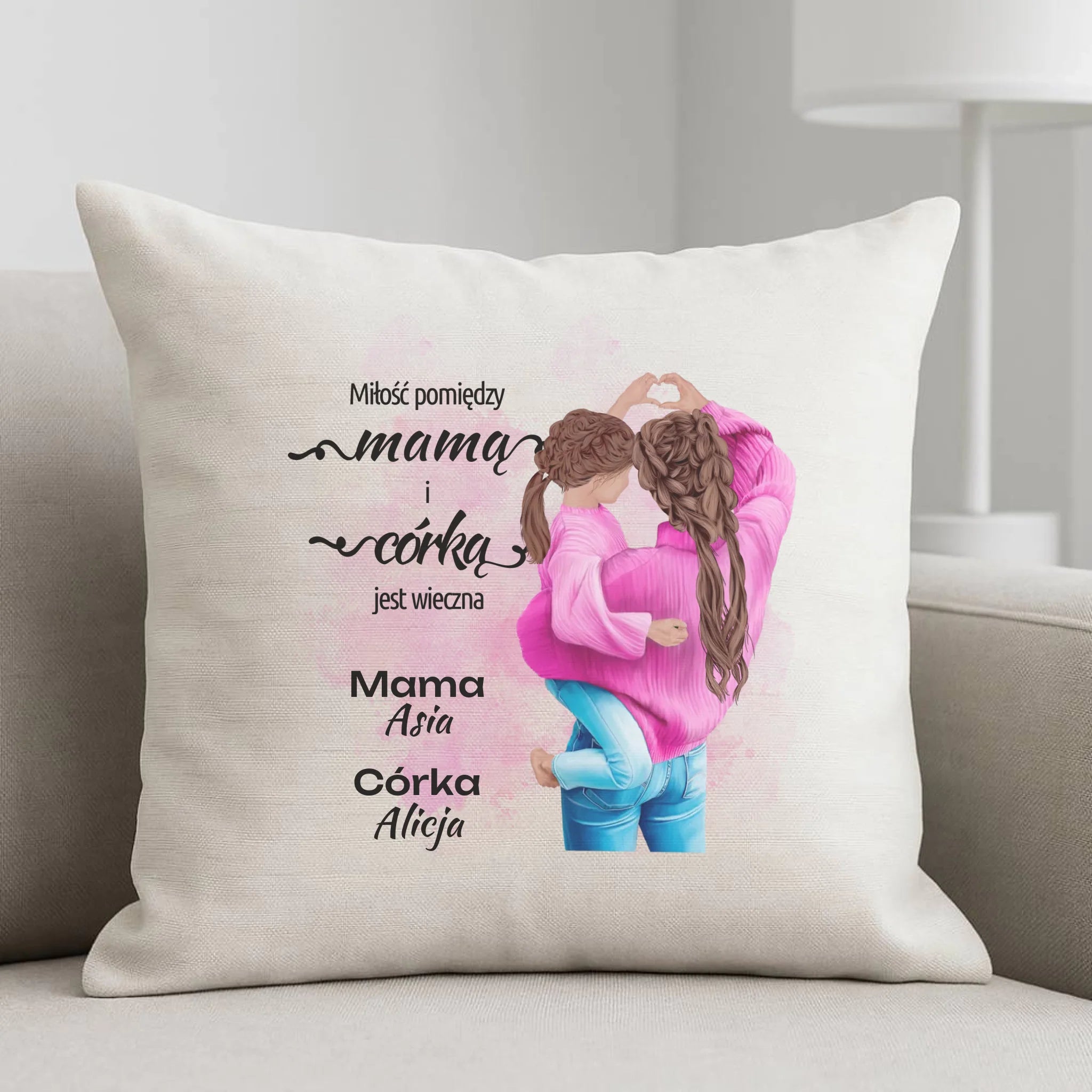 Poduszka dla mamy od córki - Miłość jest wieczna - personalizowana DM38 - StoryCups.pl