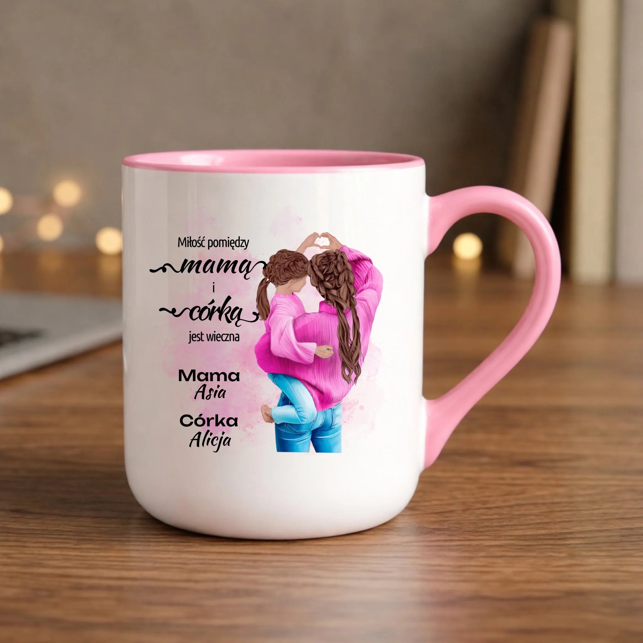 Kubek elegant dla mamy od córki - Miłość jest wieczna - personalizowany DM38 - StoryCups.pl