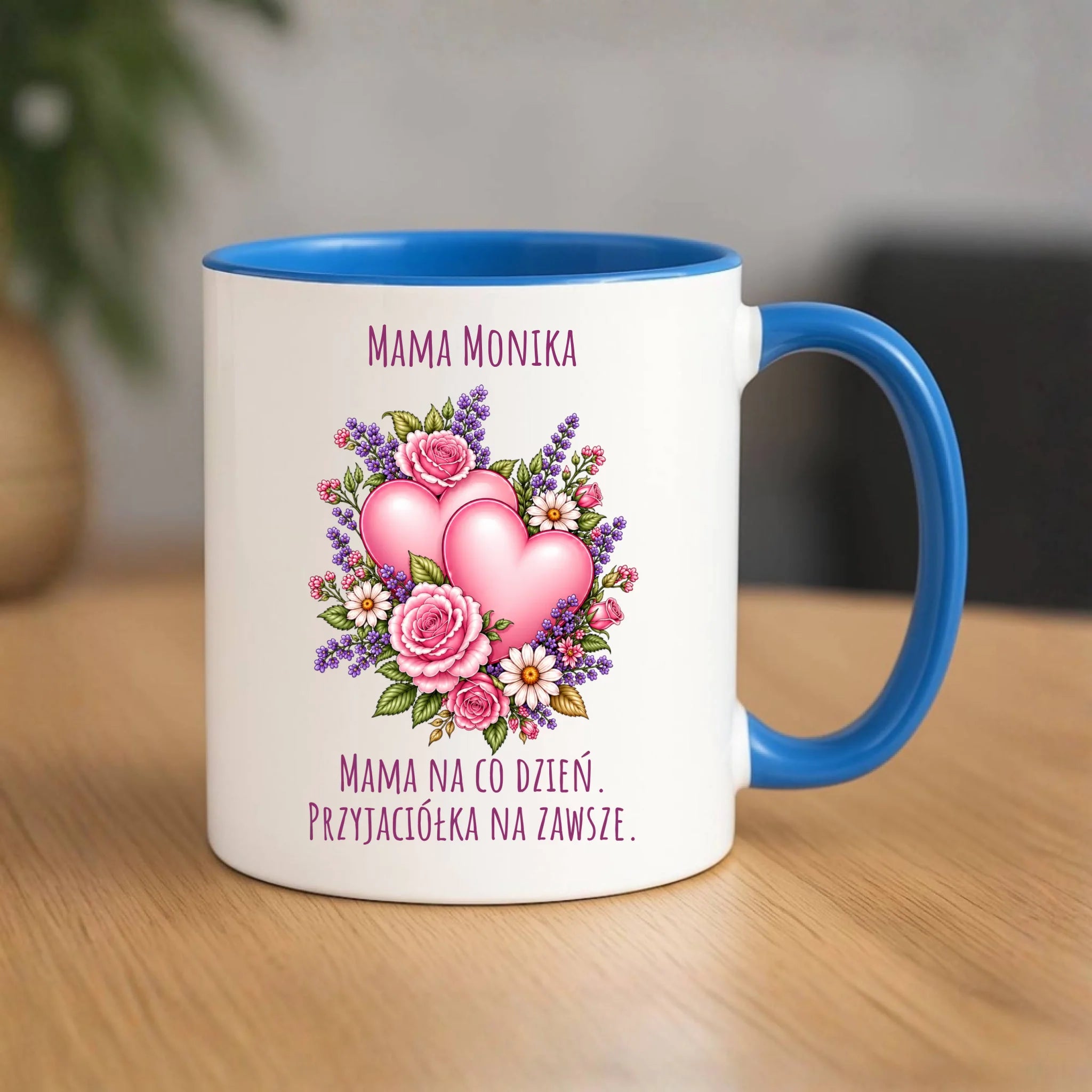 Kubek dla mamy - Bukiet z sercami przyjaciółka - personalizowany DM39 - StoryCups.pl