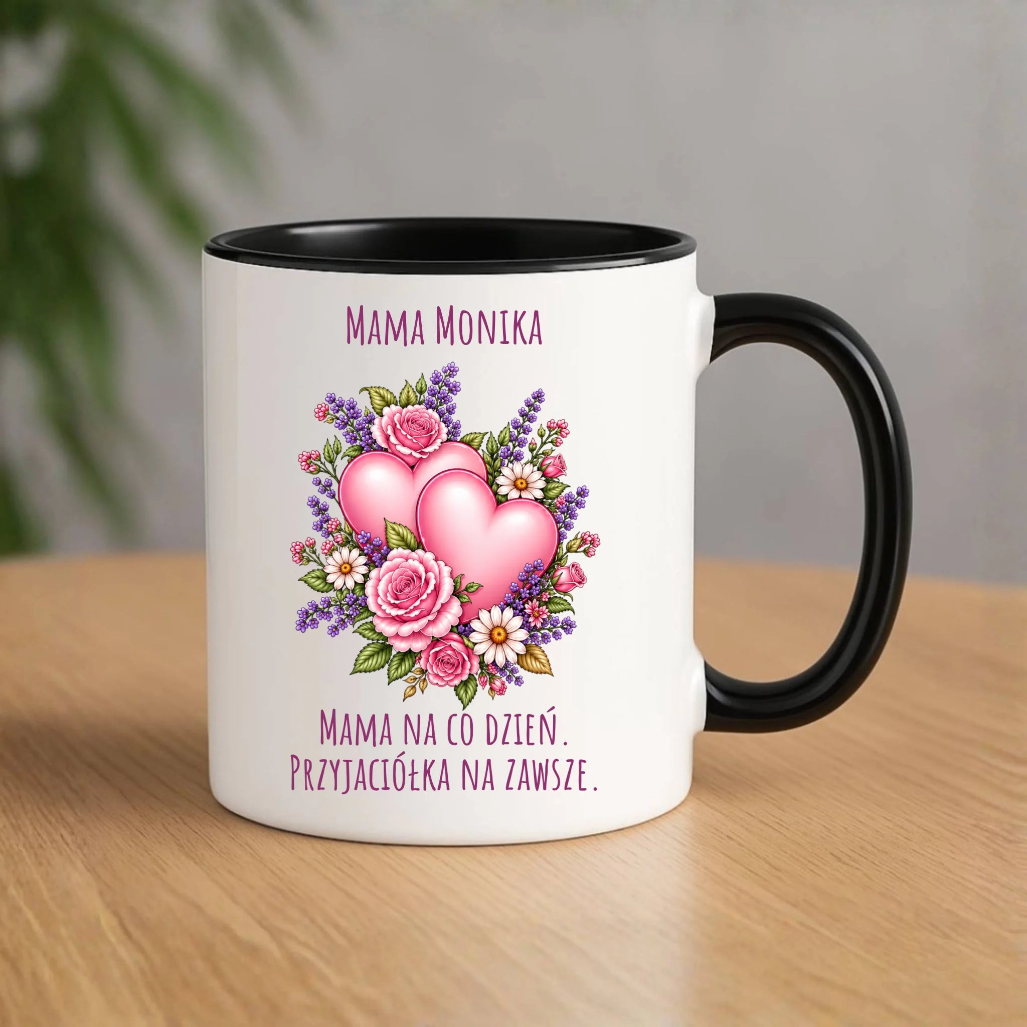 Kubek dla mamy - Bukiet z sercami przyjaciółka - personalizowany DM39 - StoryCups.pl