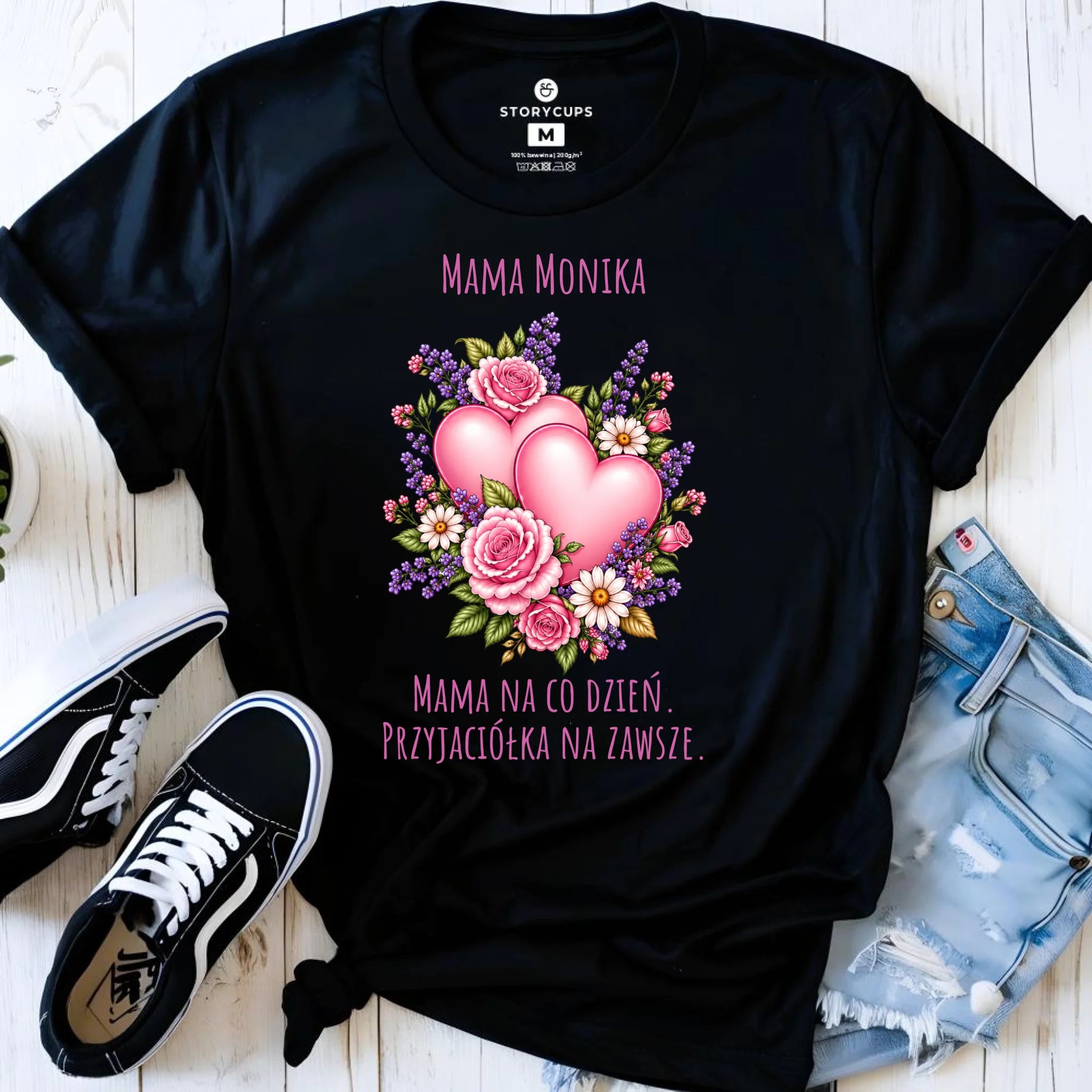 Koszulka dla mamy - Bukiet z sercami przyjaciółka - personalizowana DM39 - StoryCups.pl