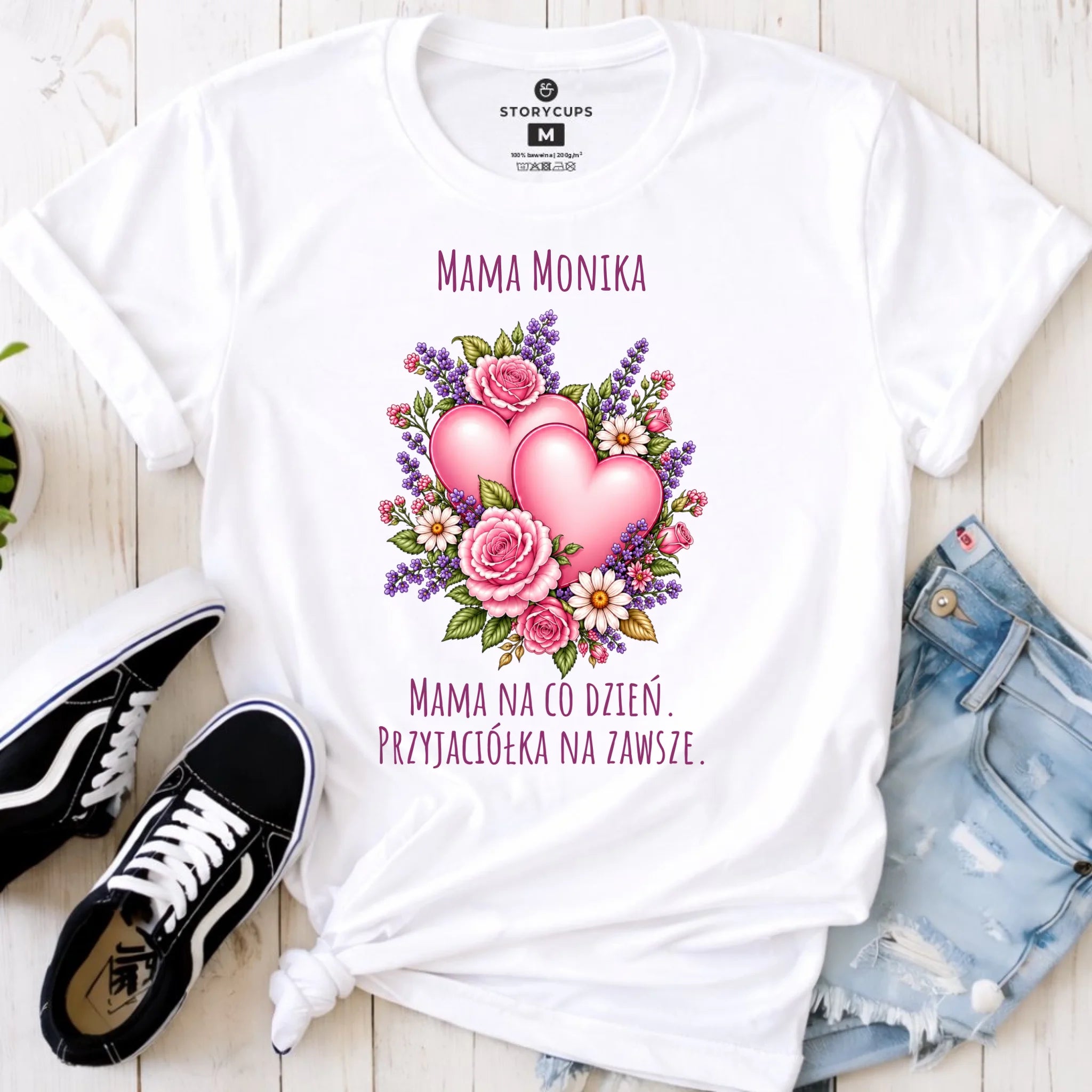 Koszulka dla mamy - Bukiet z sercami przyjaciółka - personalizowana DM39 - StoryCups.pl