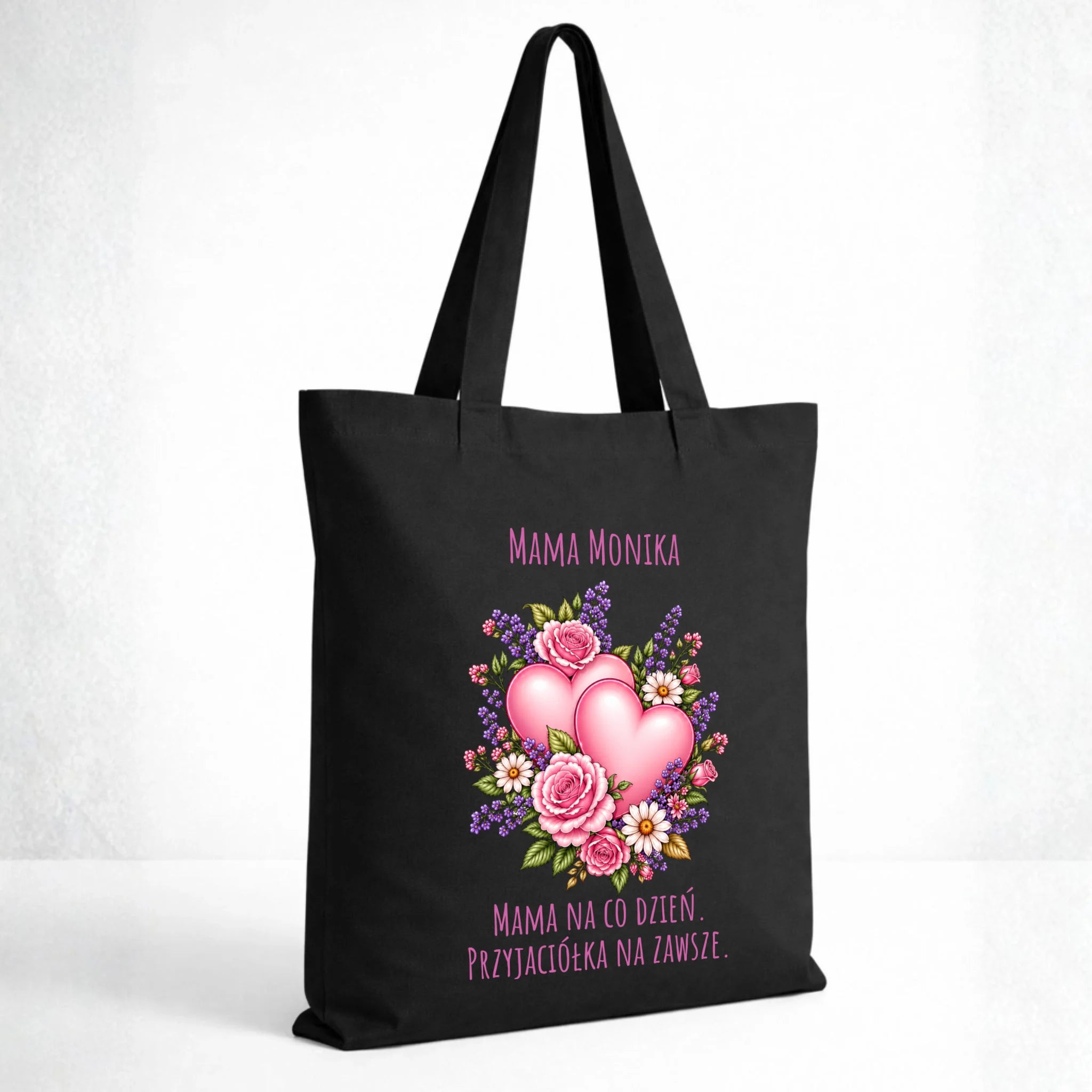 Torba dla mamy - Bukiet z sercami przyjaciółka - personalizowana DM39 - StoryCups.pl