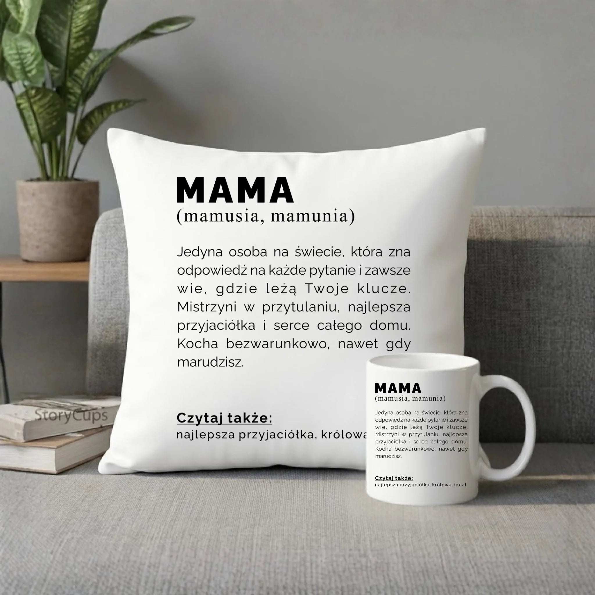 Zestaw poduszka i kubek dla mamy - Mama definicja DM40 - StoryCups.pl
