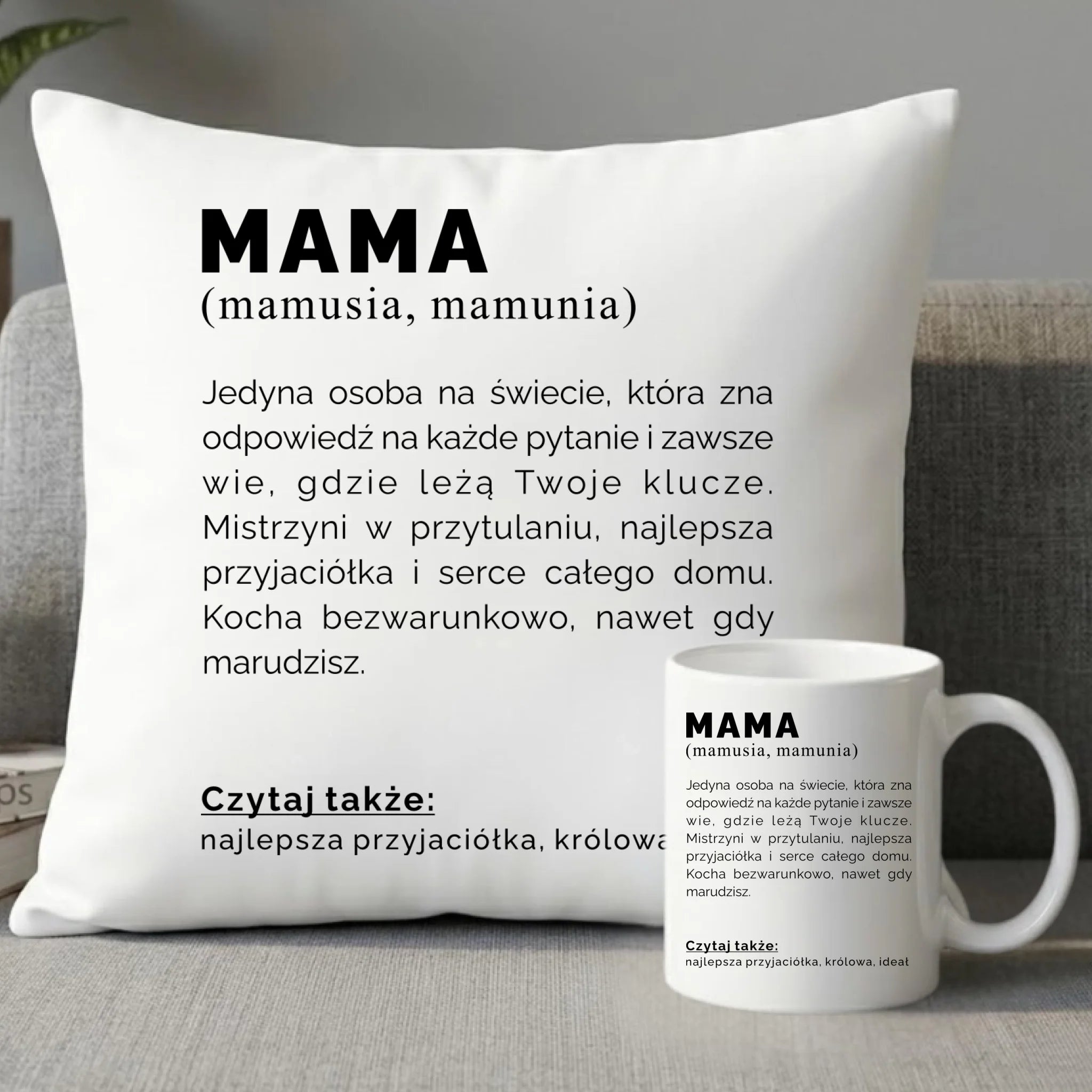 Zestaw poduszka i kubek dla mamy - Mama definicja DM40 - StoryCups.pl