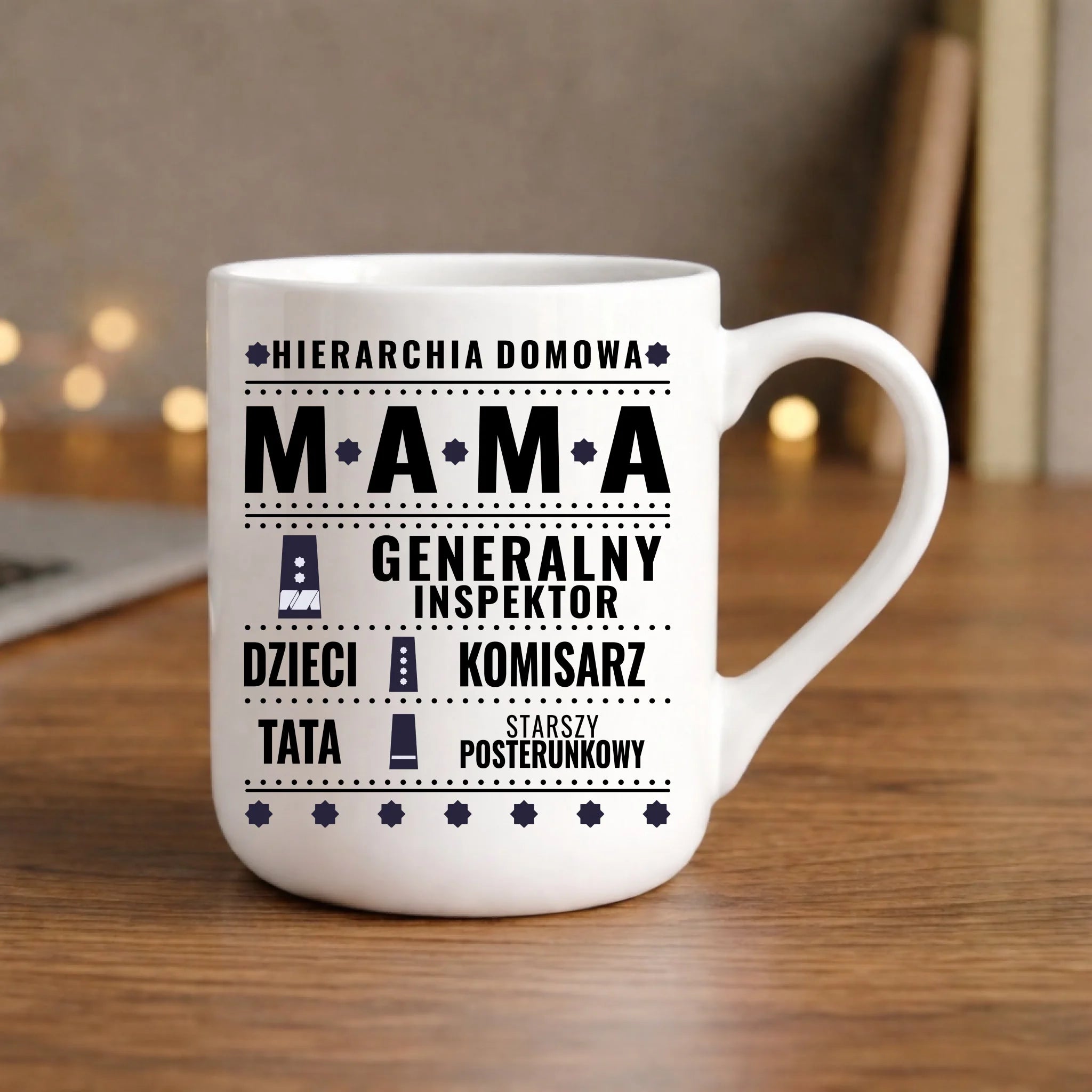Kubek elegant dla mamy - Generał Mama Policja - personalizowany DM41 - StoryCups.pl