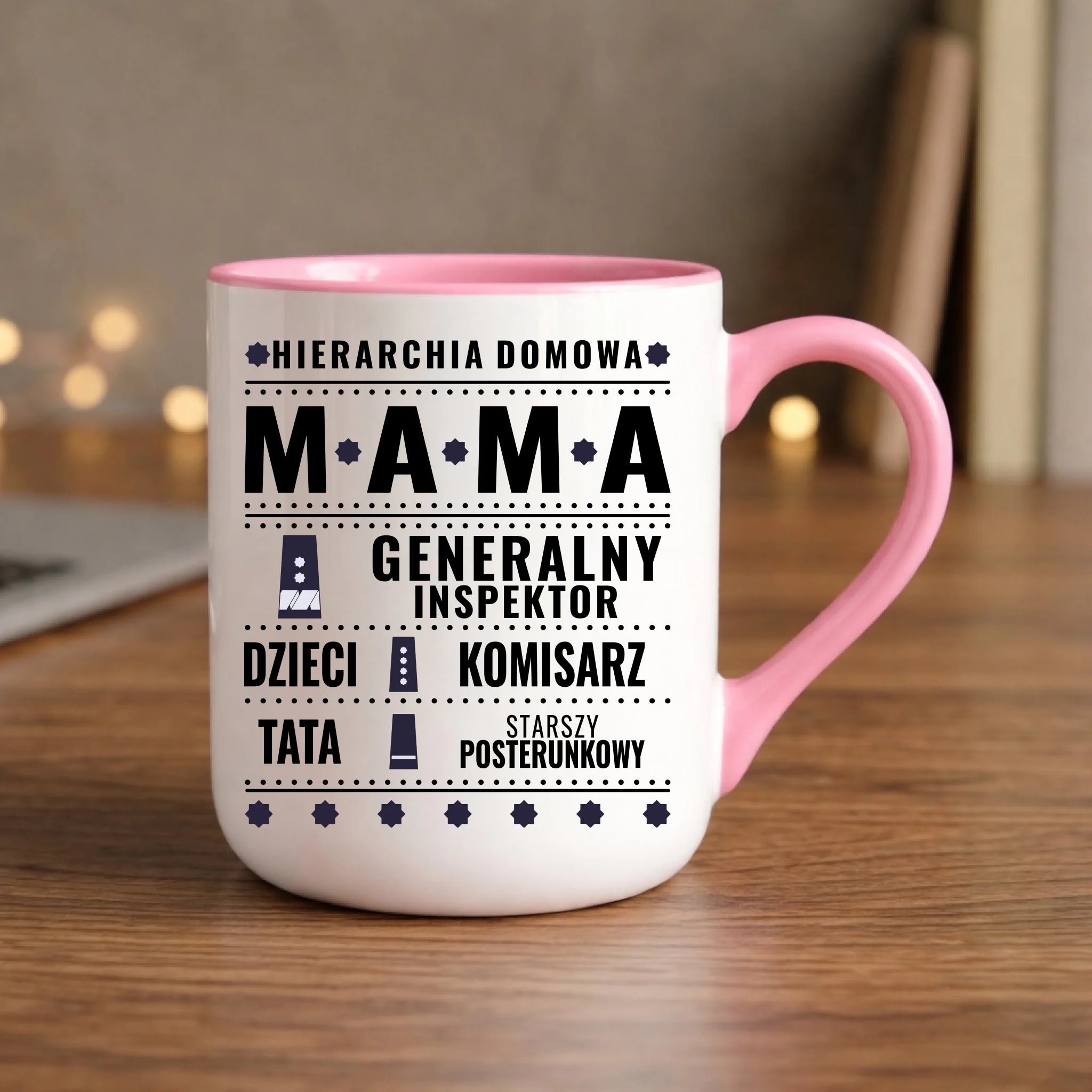 Kubek elegant dla mamy - Generał Mama Policja - personalizowany DM41 - StoryCups.pl