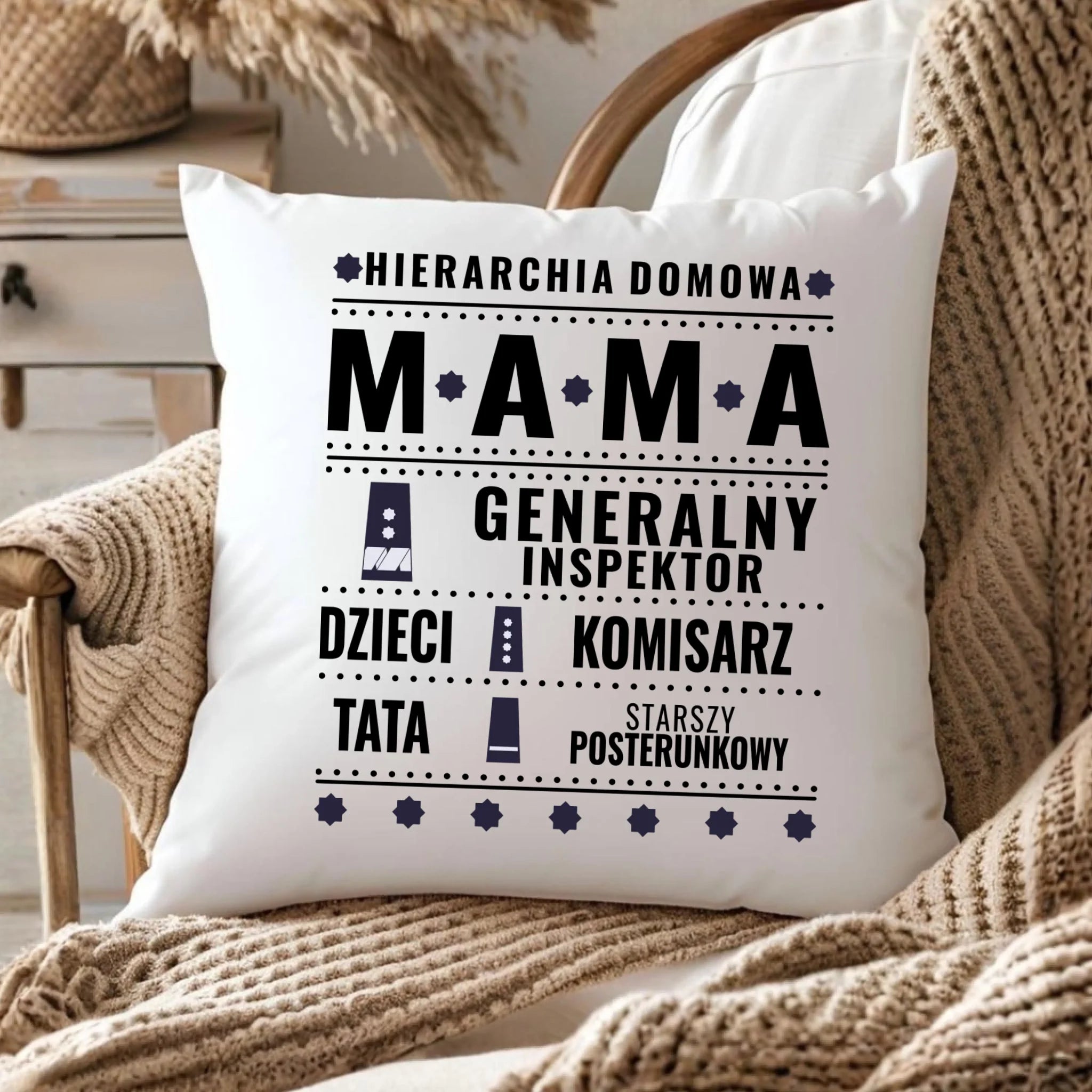 Poduszka dla mamy - Generał Mama Policja - personalizowana DM41 - StoryCups.pl