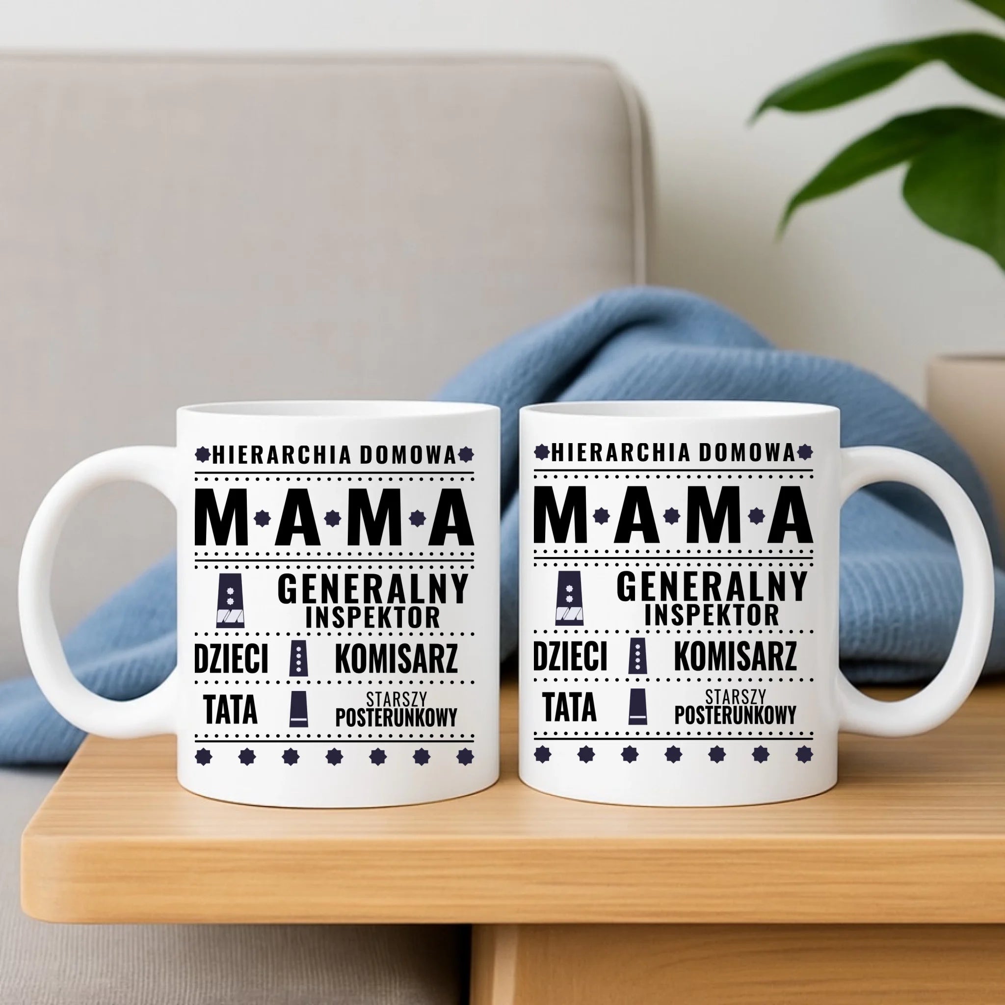 Zestaw poduszka i kubek dla mamy - Generał Mama Policja - personalizowany DM41 - StoryCups.pl