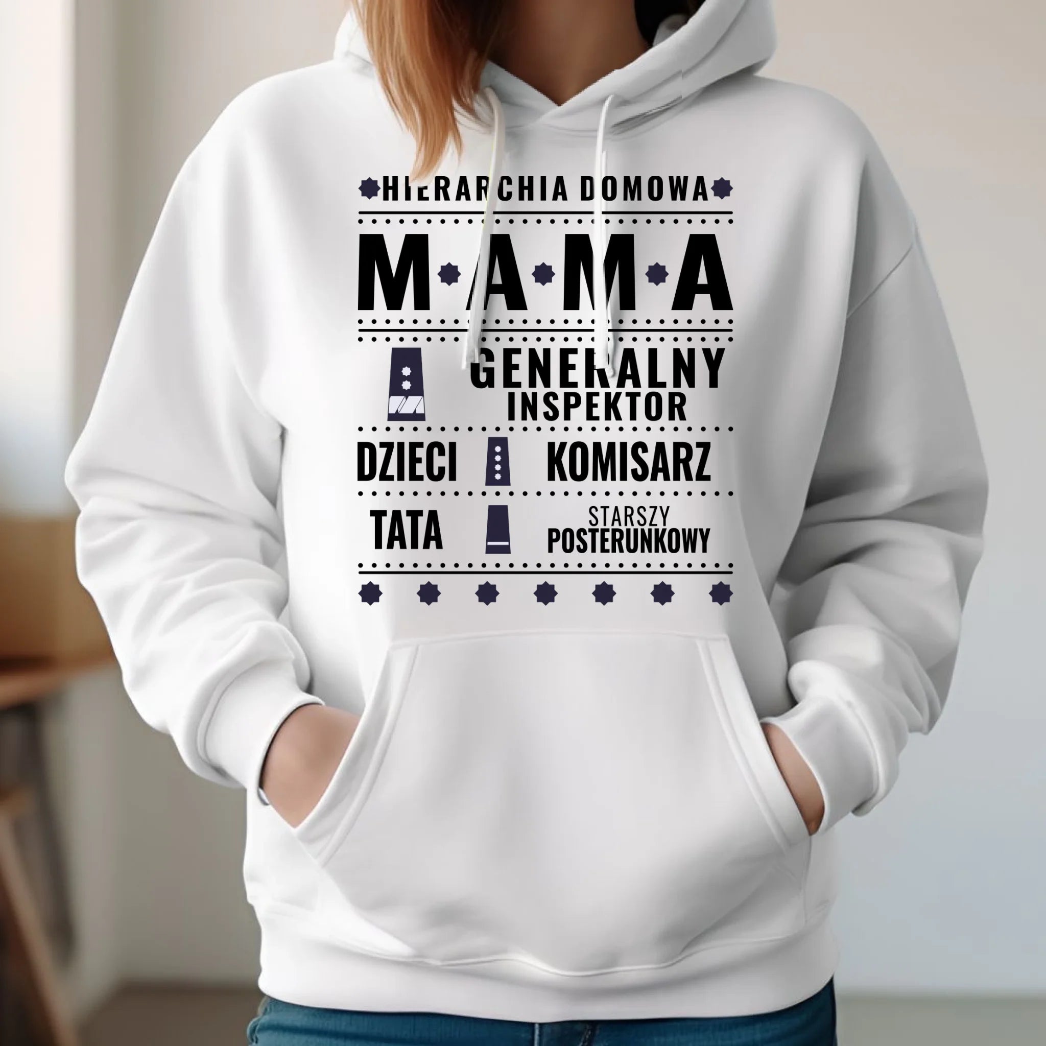 Bluza z kapturem dla mamy - Generał Mama Policja - personalizowana DM41 - StoryCups.pl