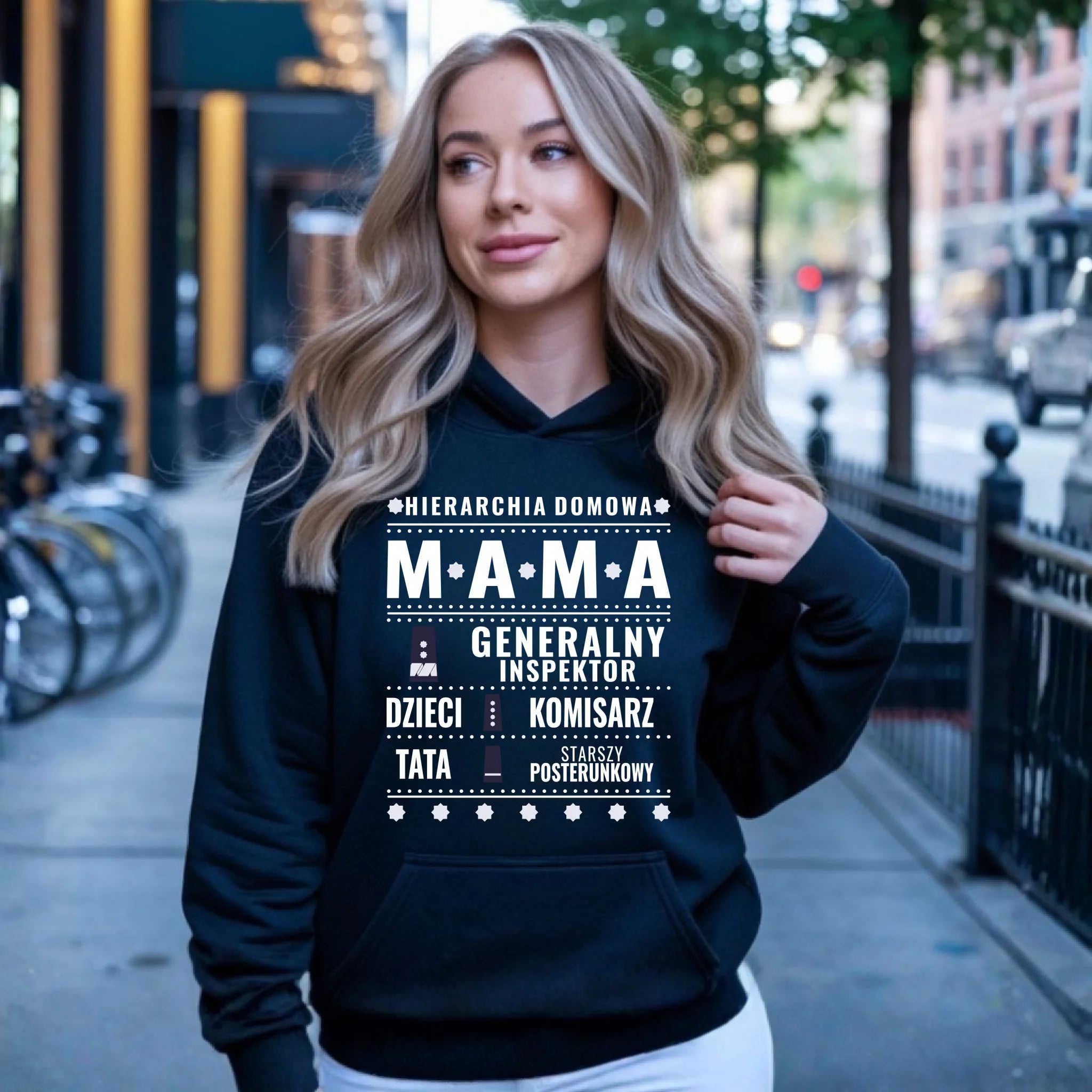 Bluza z kapturem dla mamy - Generał Mama Policja - personalizowana DM41 - StoryCups.pl