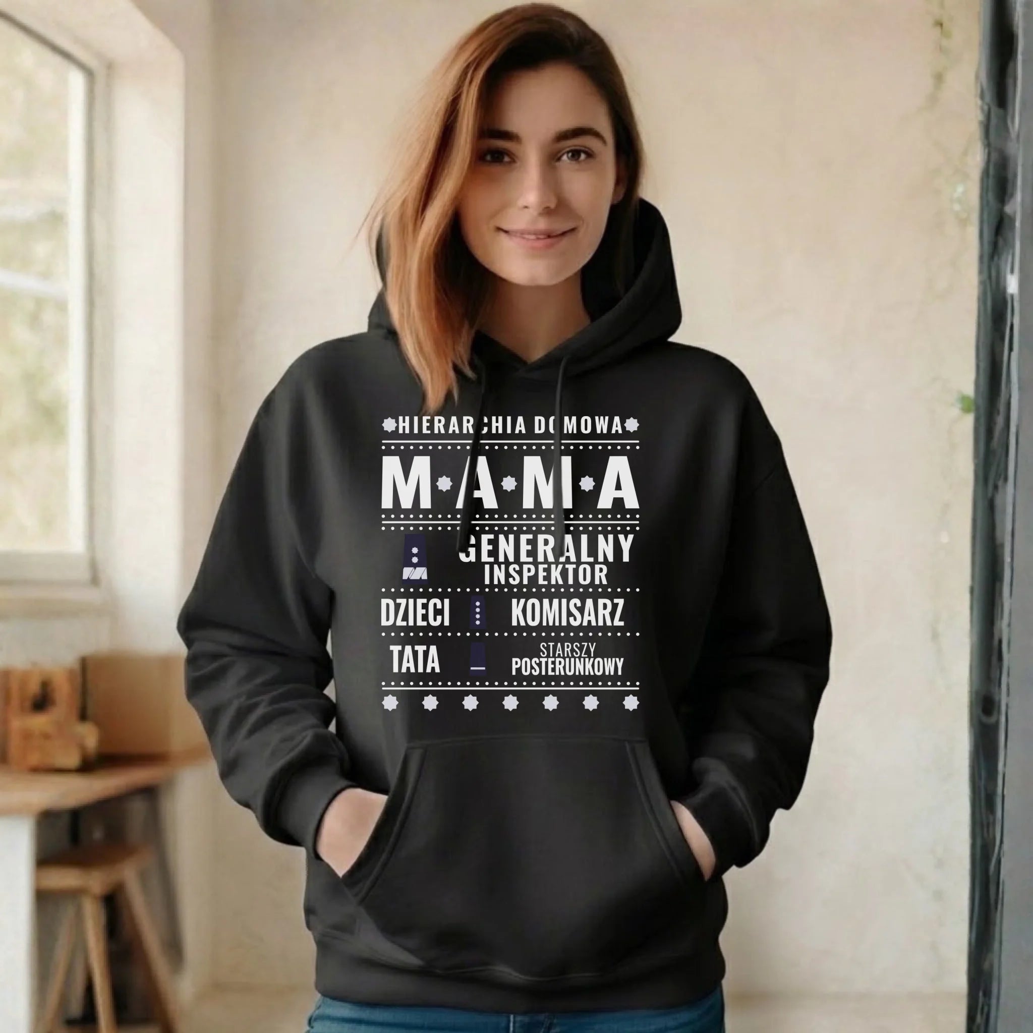 Bluza z kapturem dla mamy - Generał Mama Policja - personalizowana DM41 - StoryCups.pl