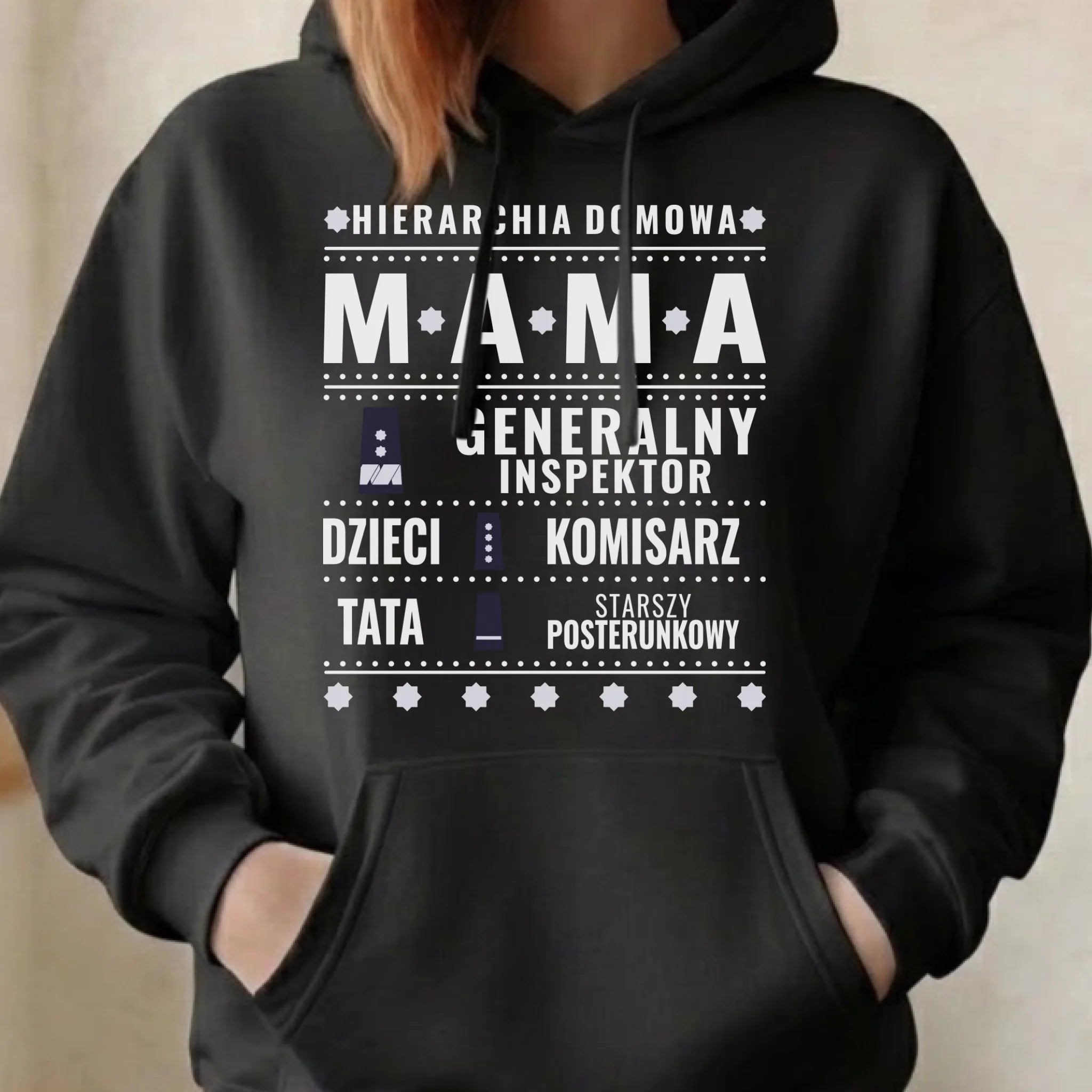 Bluza z kapturem dla mamy - Generał Mama Policja - personalizowana DM41 - StoryCups.pl