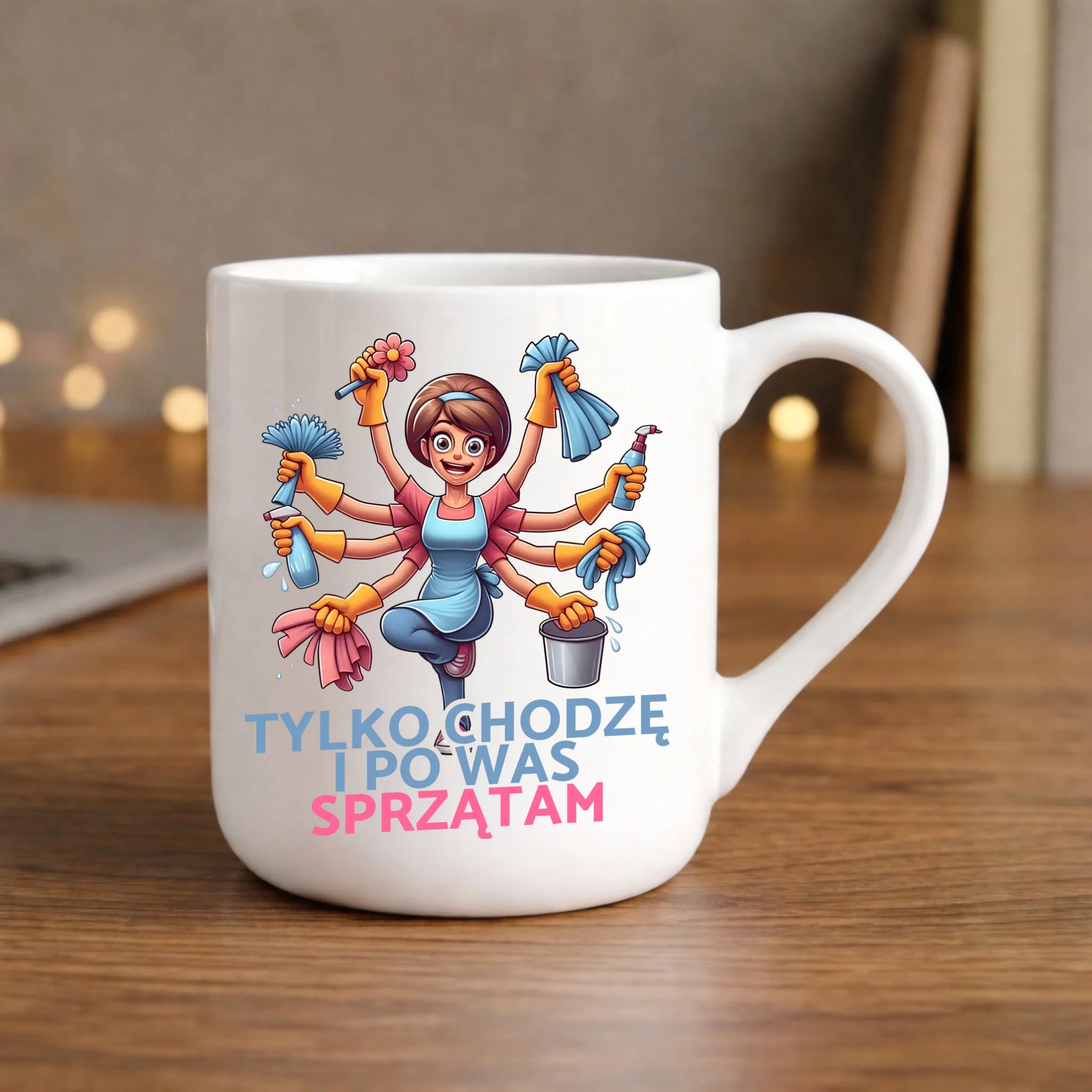 Kubek elegant dla mamy - Tylko chodzę i po Was sprzątam DM42 - StoryCups.pl
