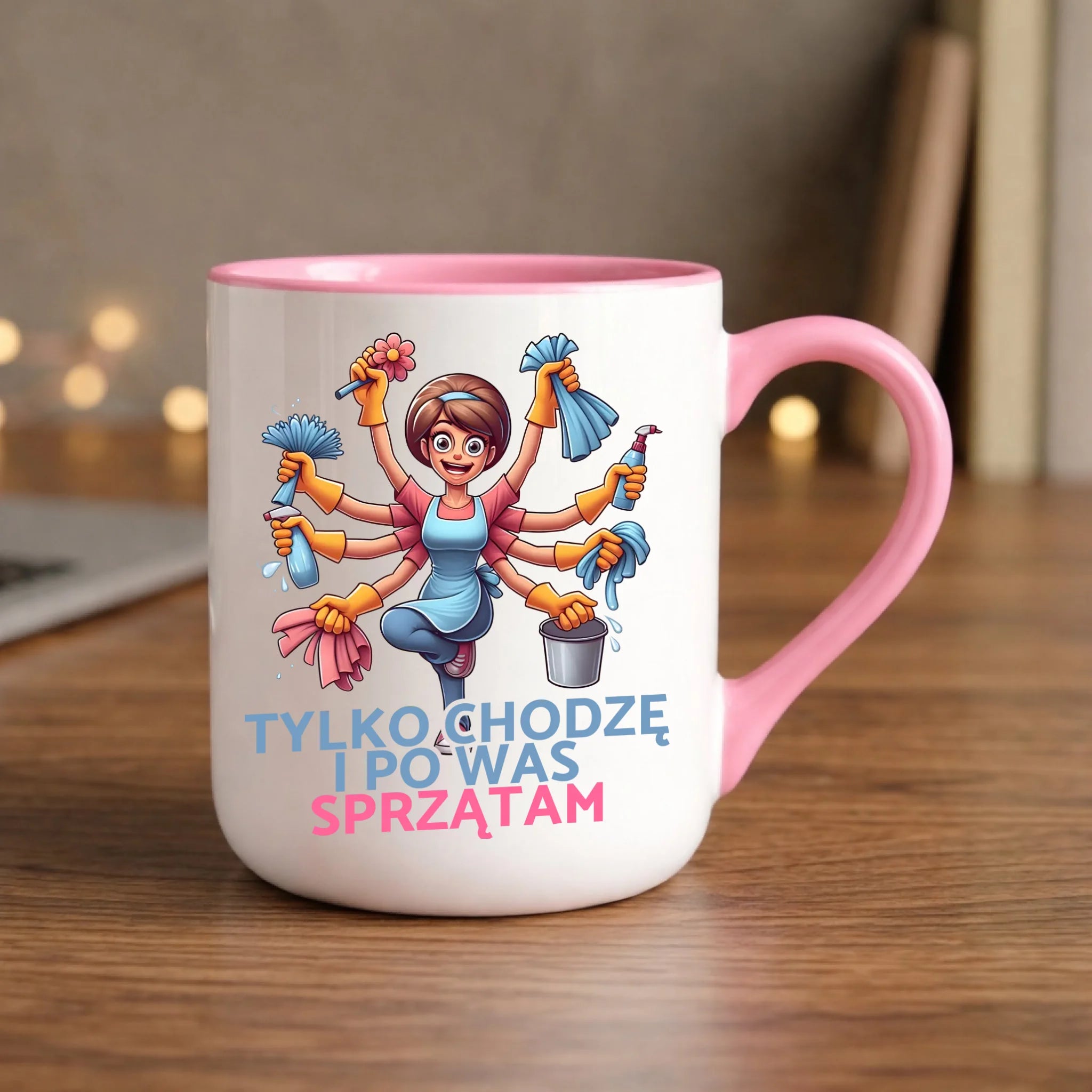 Kubek elegant dla mamy - Tylko chodzę i po Was sprzątam DM42 - StoryCups.pl