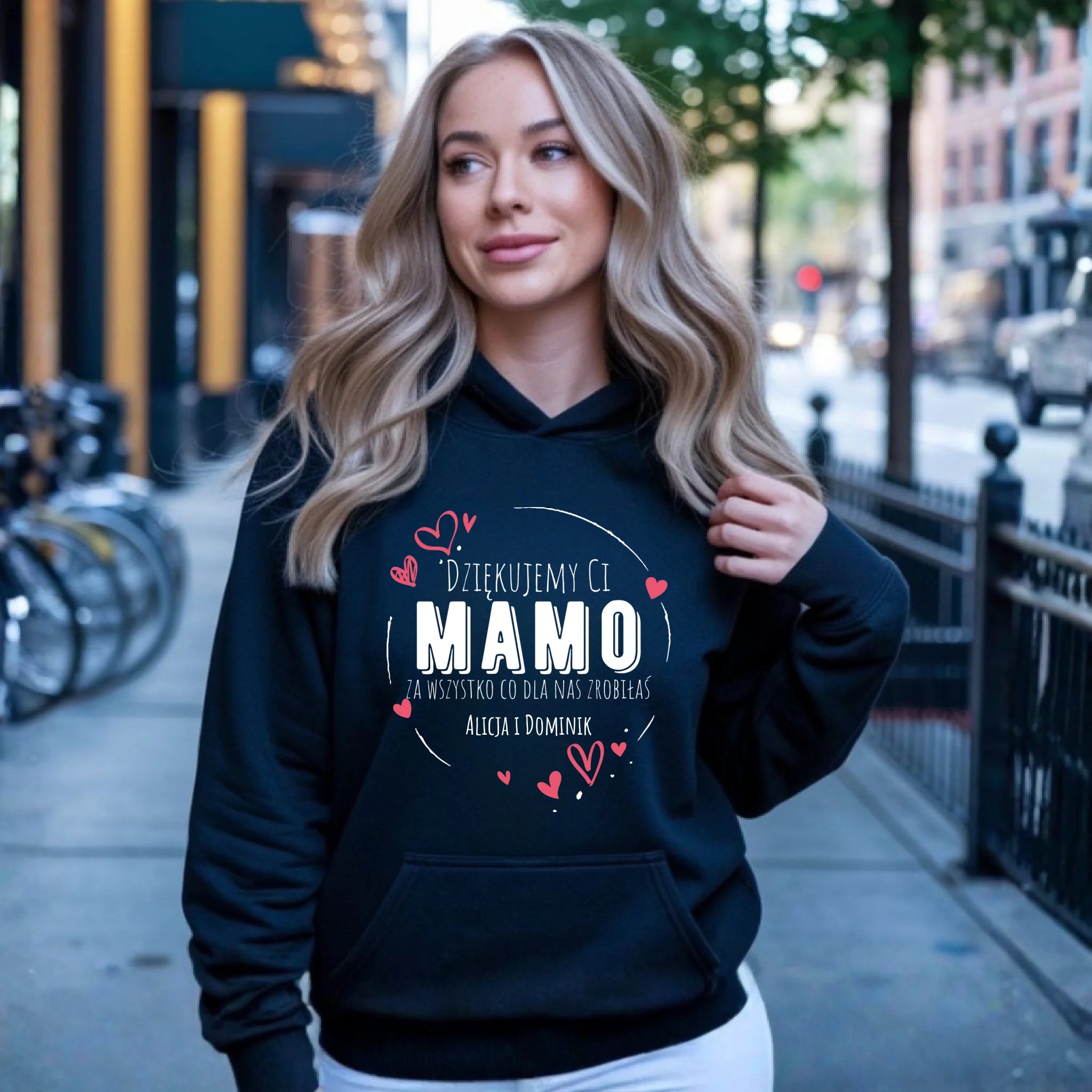 Bluza z kapturem dla mamy - Dziękujemy Ci Mamo - personalizowana DM43 - StoryCups.pl