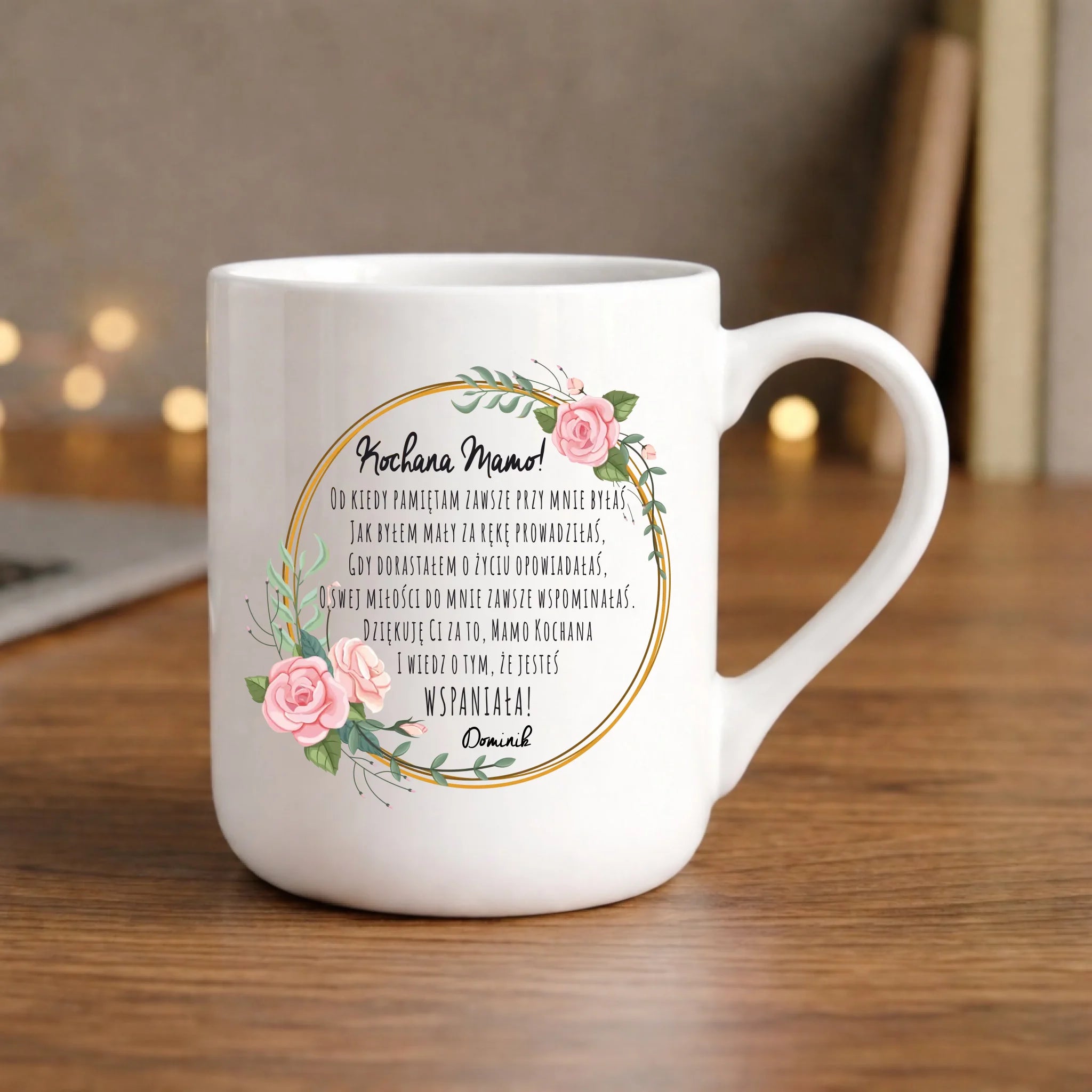 Kubek elegant dla mamy od syna - Kochana Mamo jesteś wspaniała - personalizowany DM44 - StoryCups.pl