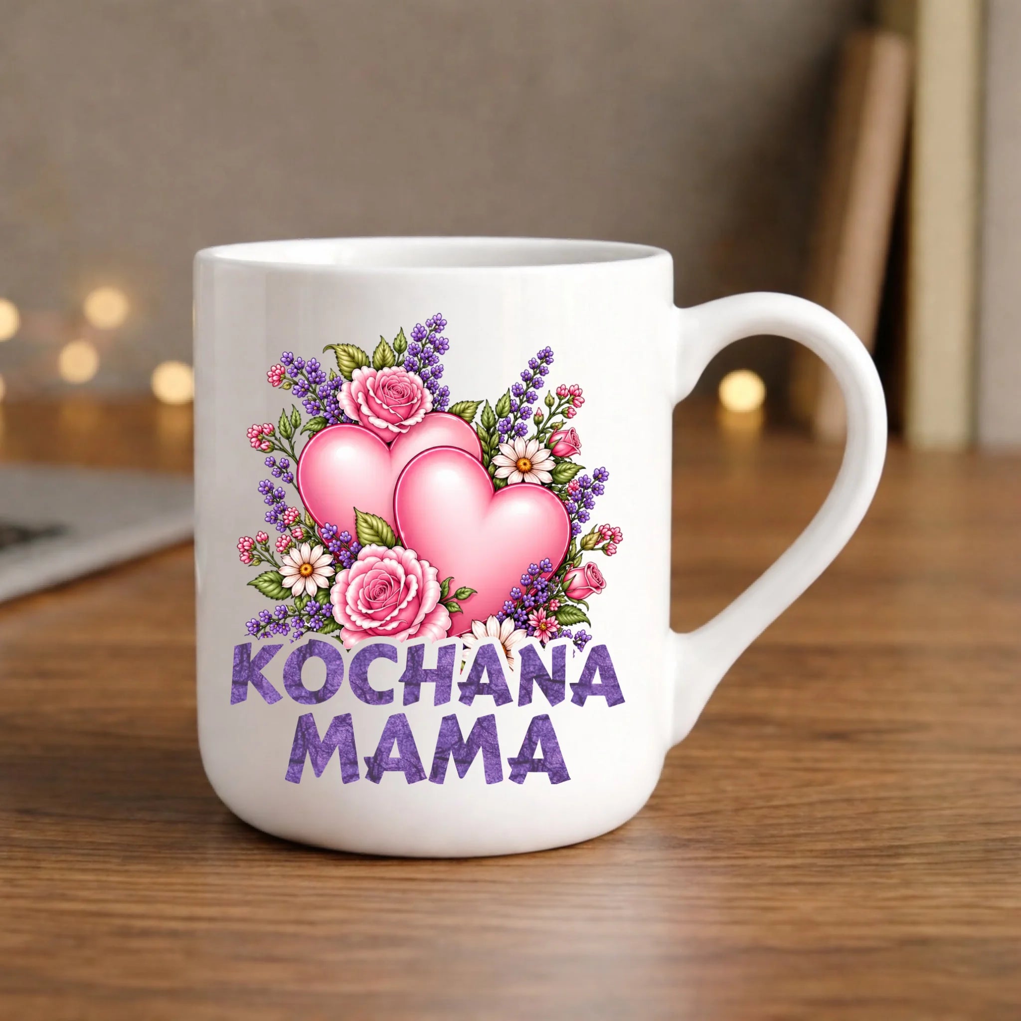 Kubek elegant dla mamy - Kochana Mama bukiet z sercem DM46 - StoryCups.pl