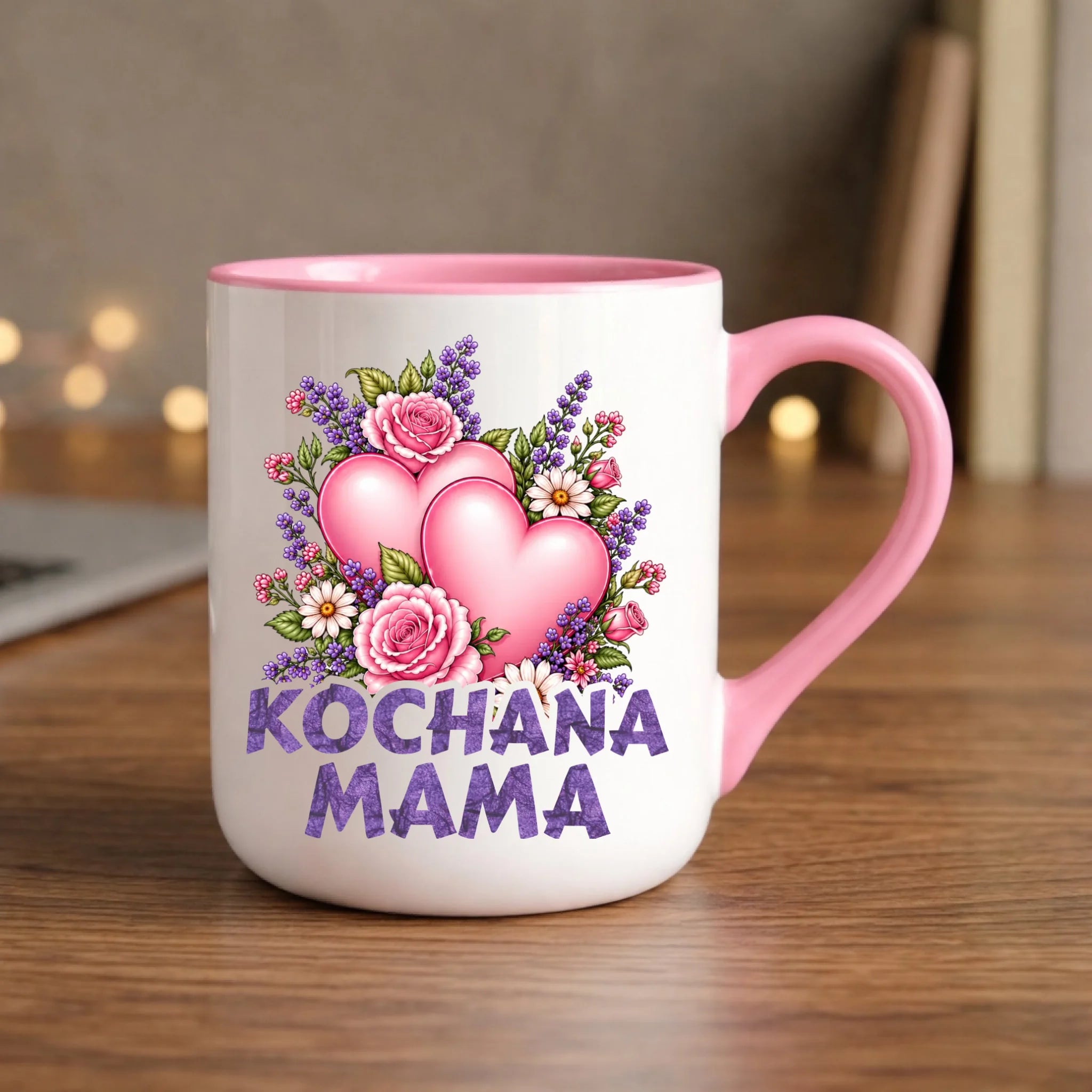 Kubek elegant dla mamy - Kochana Mama bukiet z sercem DM46 - StoryCups.pl