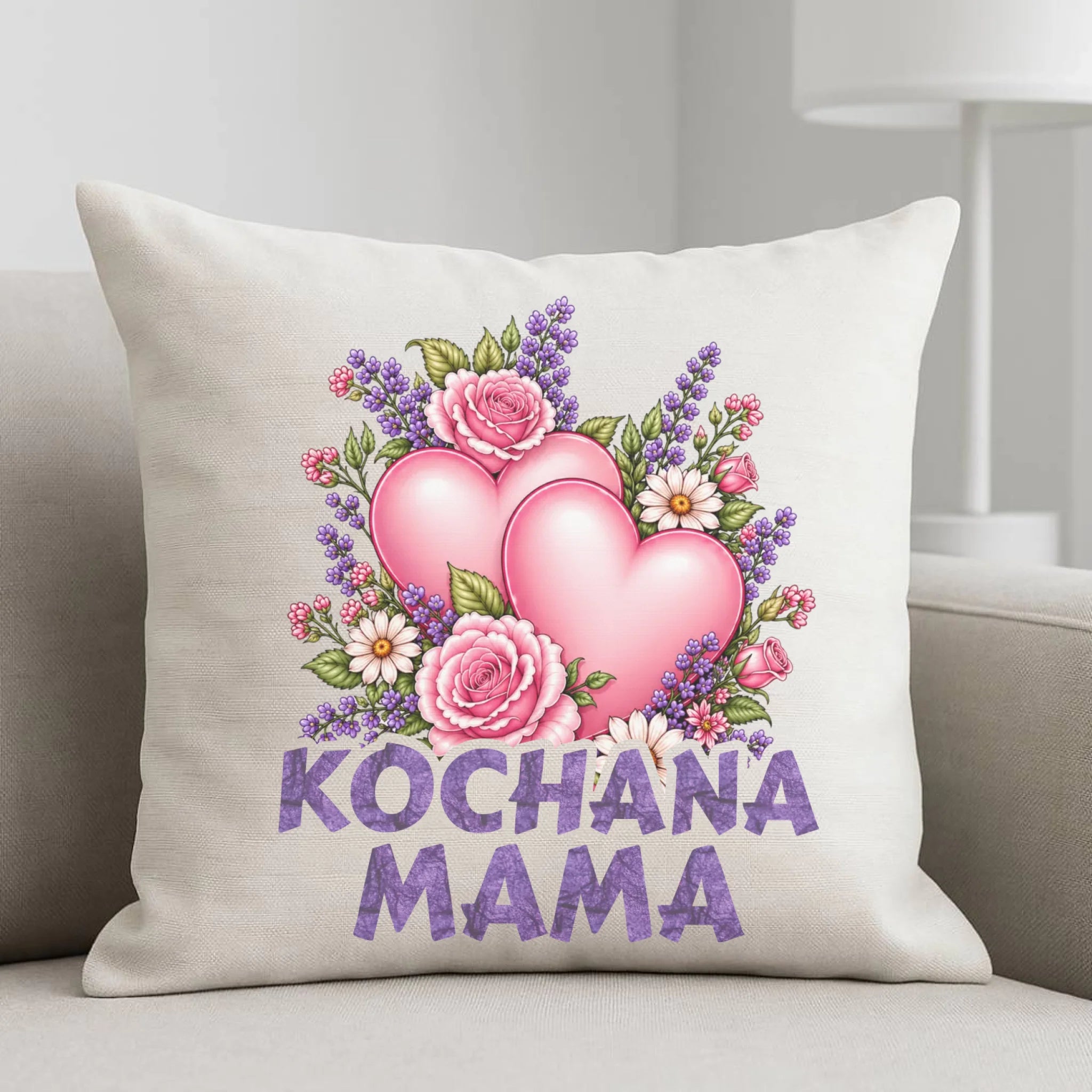 Poduszka dla mamy - Kochana Mama bukiet z sercem DM46 - StoryCups.pl