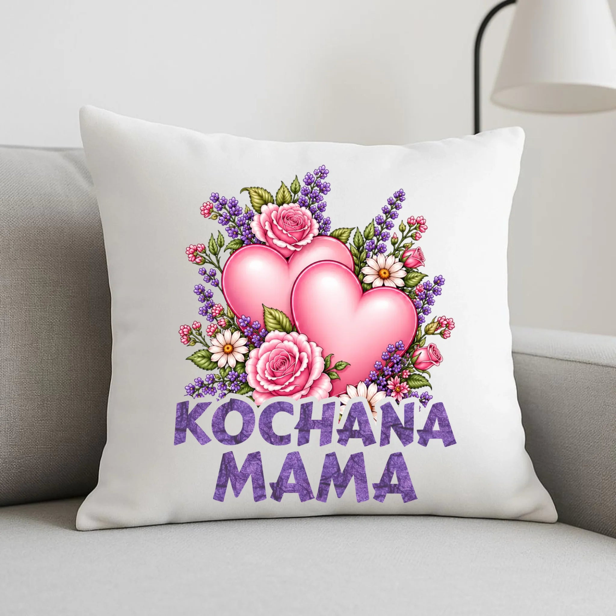 Poduszka dla mamy - Kochana Mama bukiet z sercem DM46 - StoryCups.pl