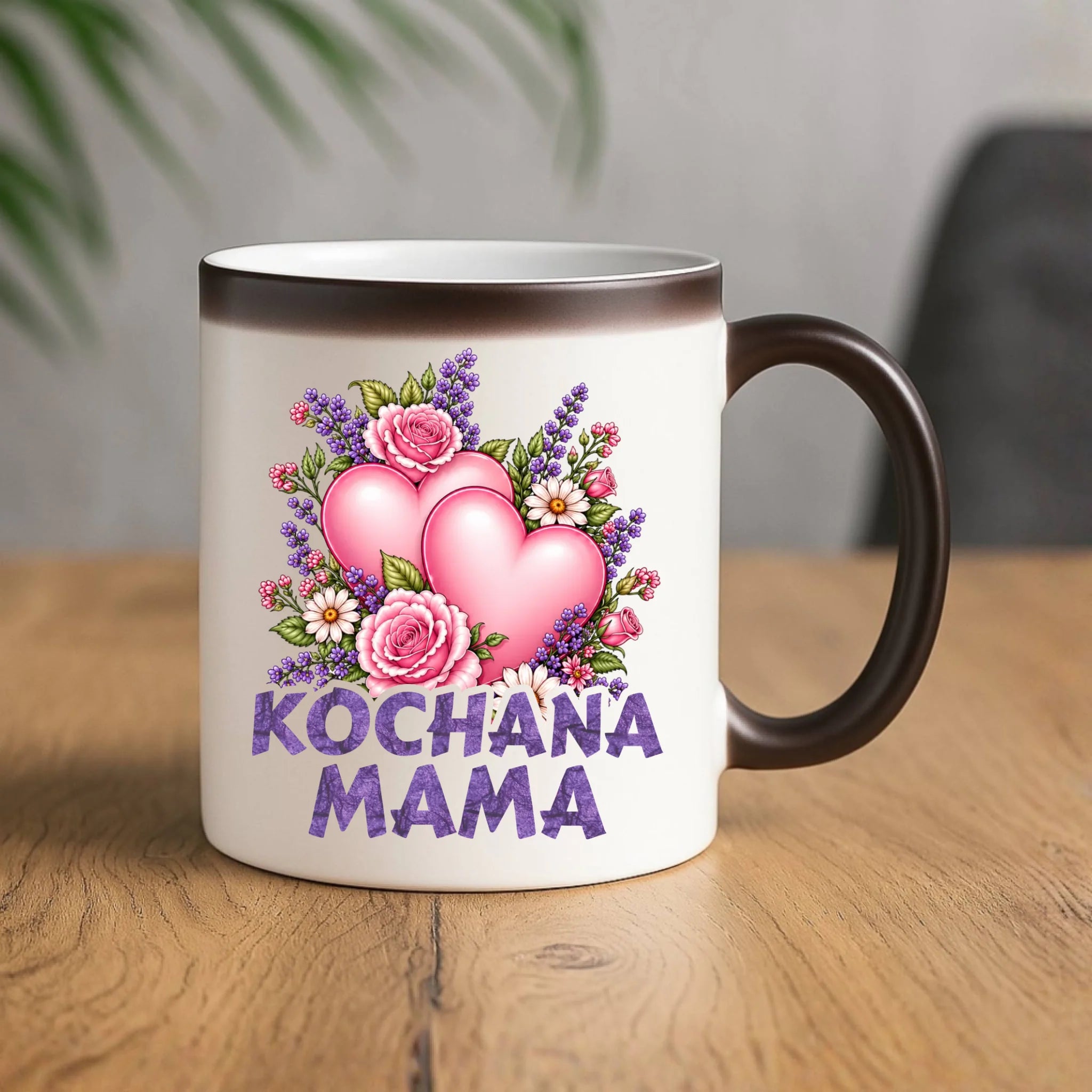 Kubek magiczny dla mamy - Kochana Mama bukiet z sercem DM46 - StoryCups.pl