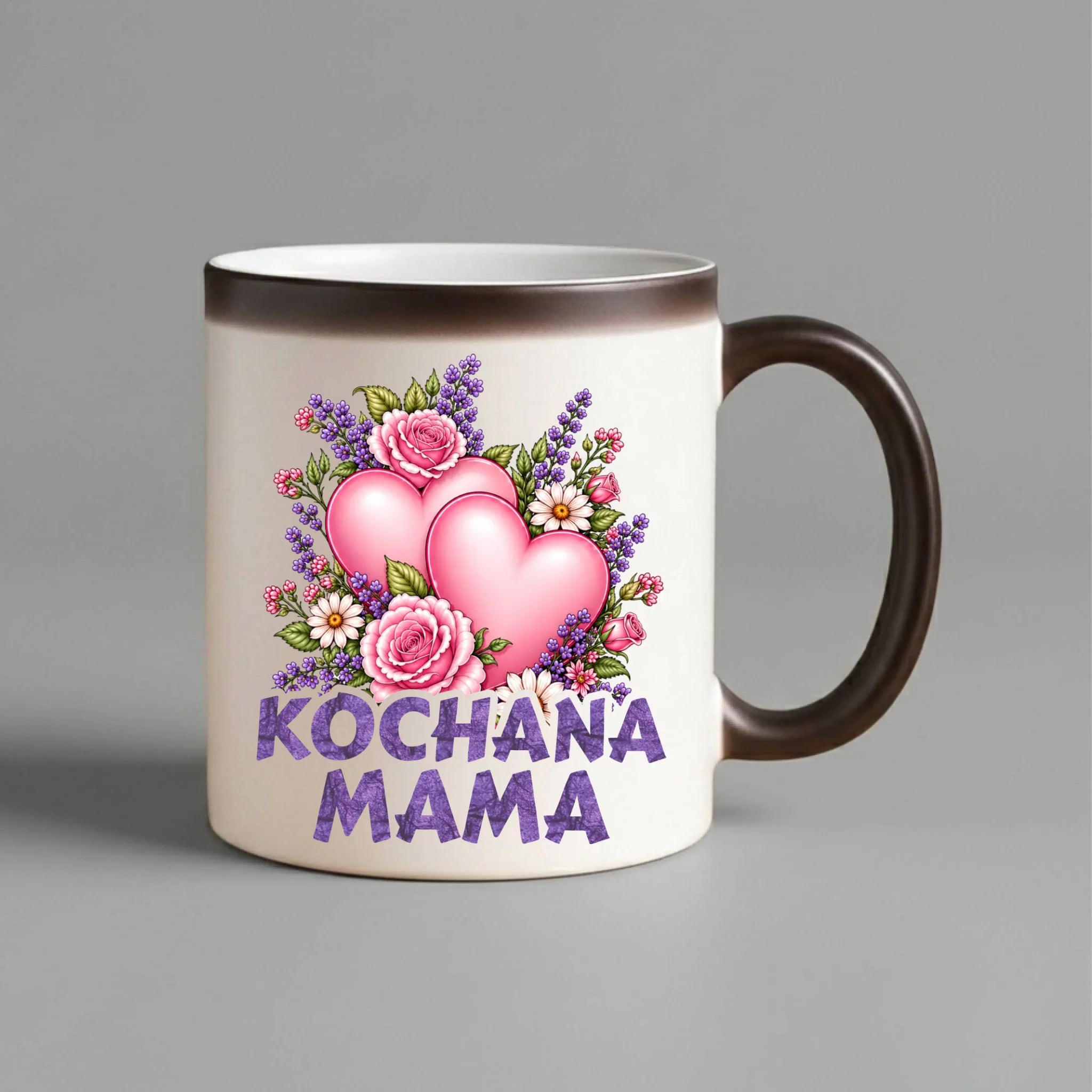 Kubek magiczny dla mamy - Kochana Mama bukiet z sercem DM46 - StoryCups.pl