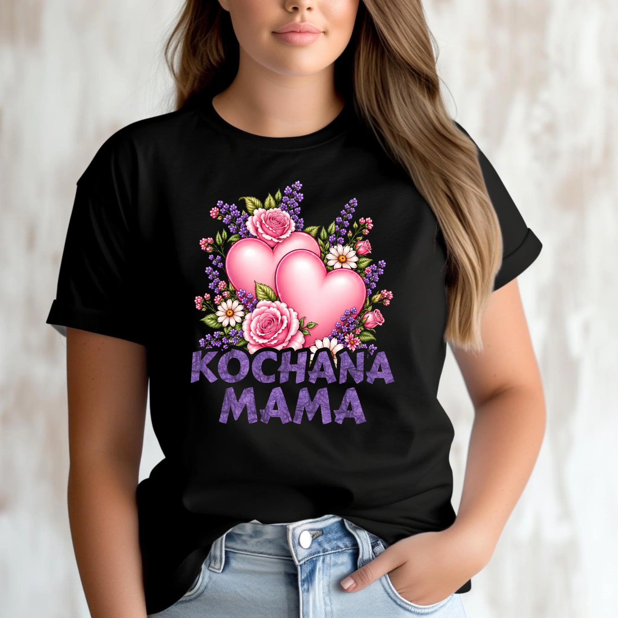 Koszulka dla mamy - Kochana Mama bukiet z sercem DM46 - StoryCups.pl