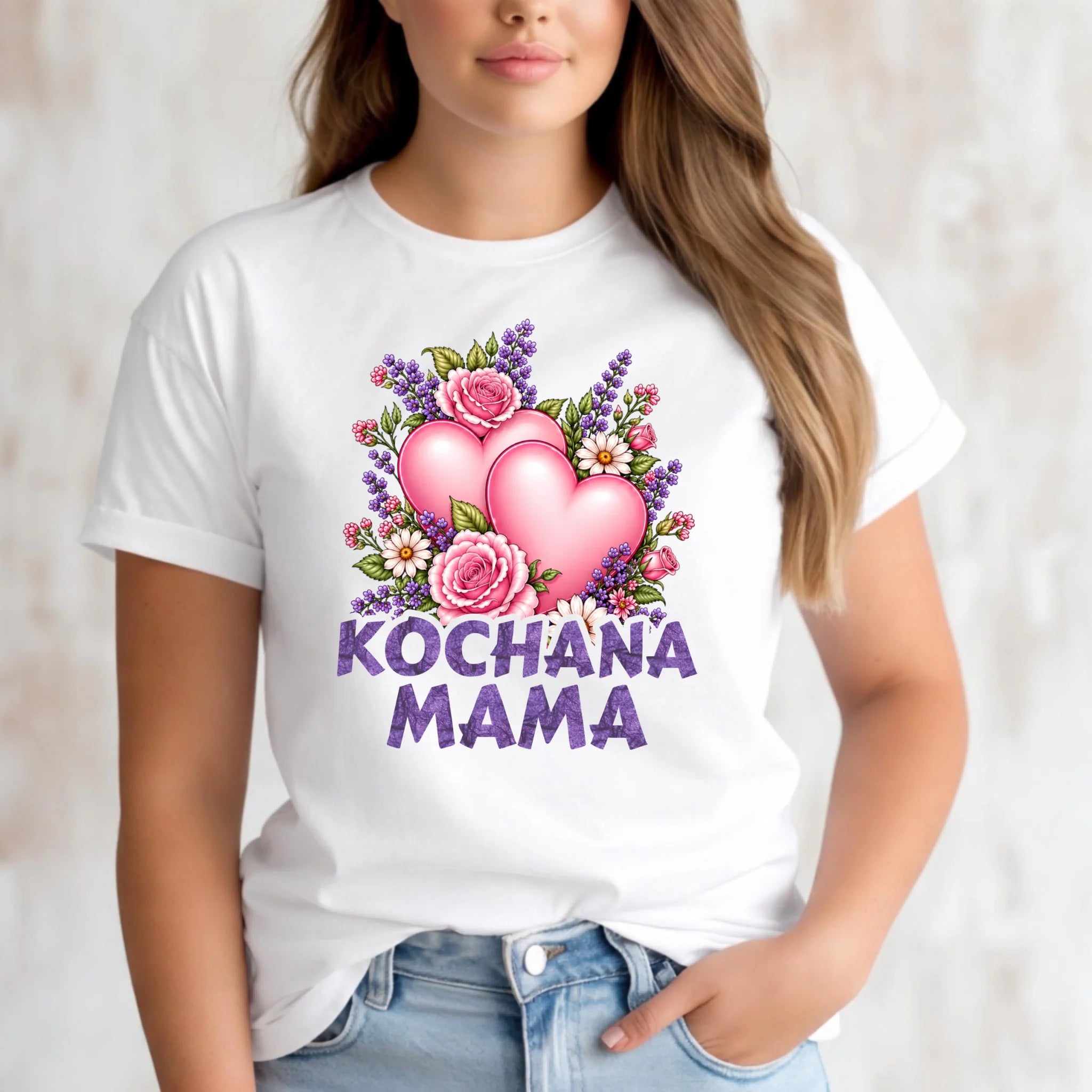 Koszulka dla mamy - Kochana Mama bukiet z sercem DM46 - StoryCups.pl