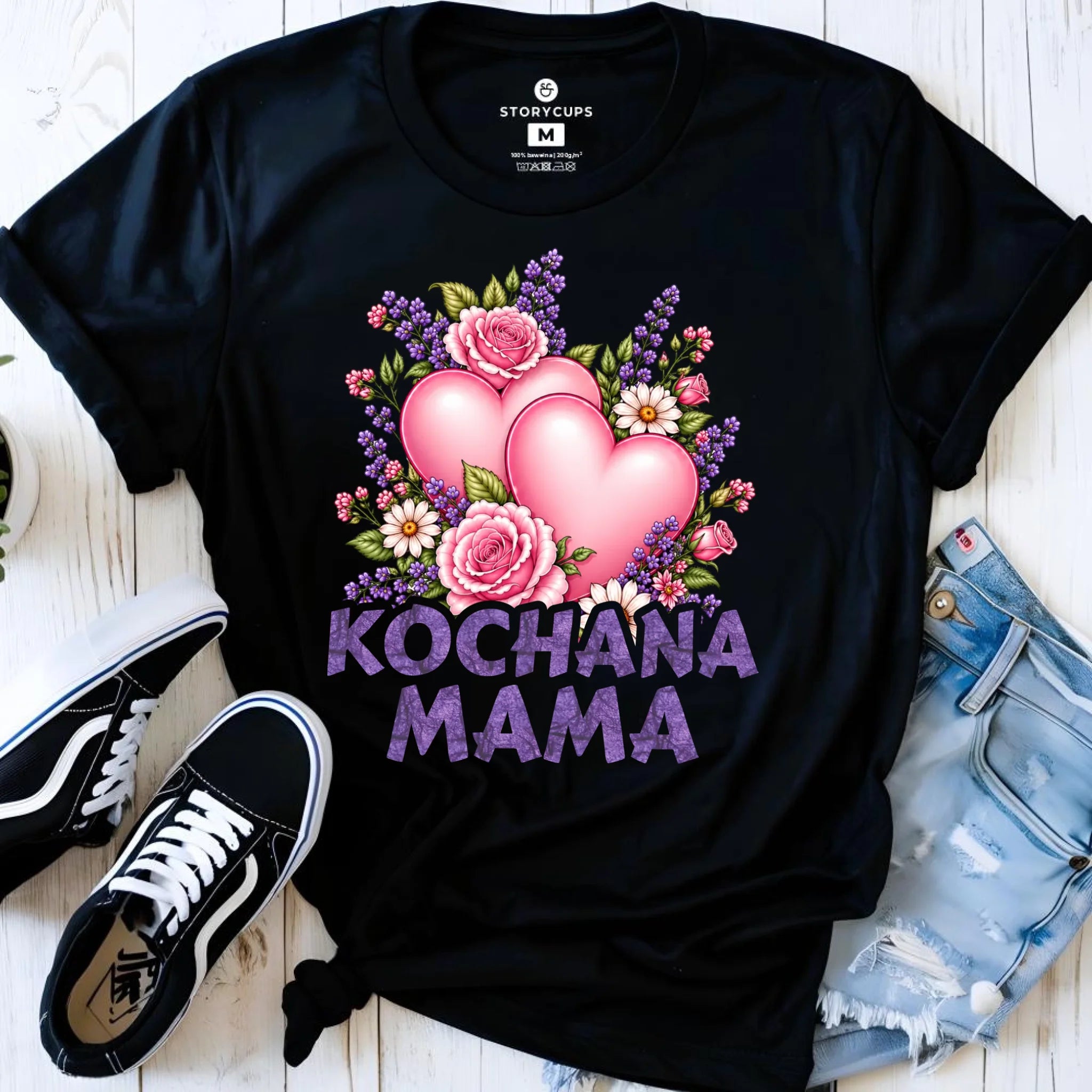 Koszulka dla mamy - Kochana Mama bukiet z sercem DM46 - StoryCups.pl