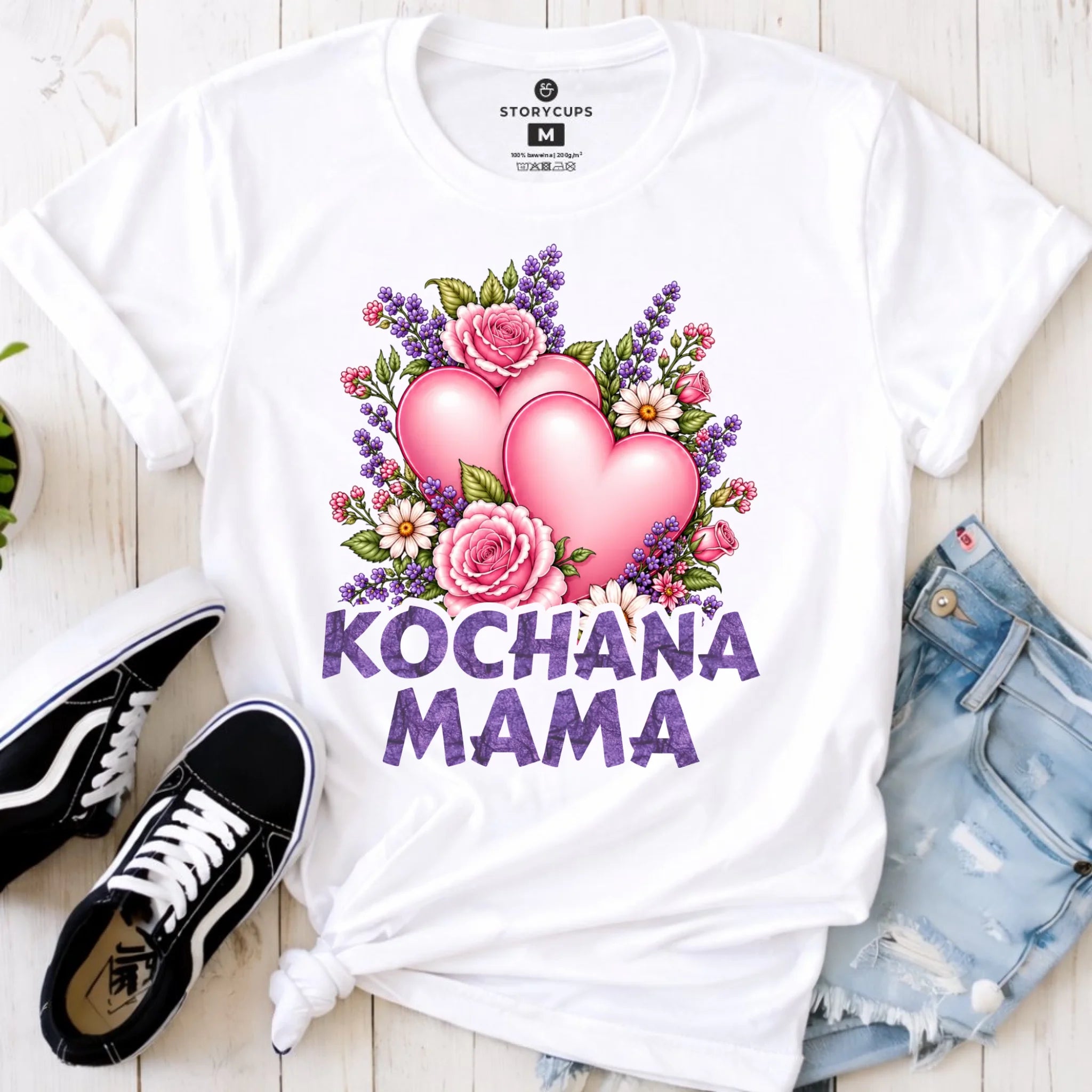 Koszulka dla mamy - Kochana Mama bukiet z sercem DM46 - StoryCups.pl