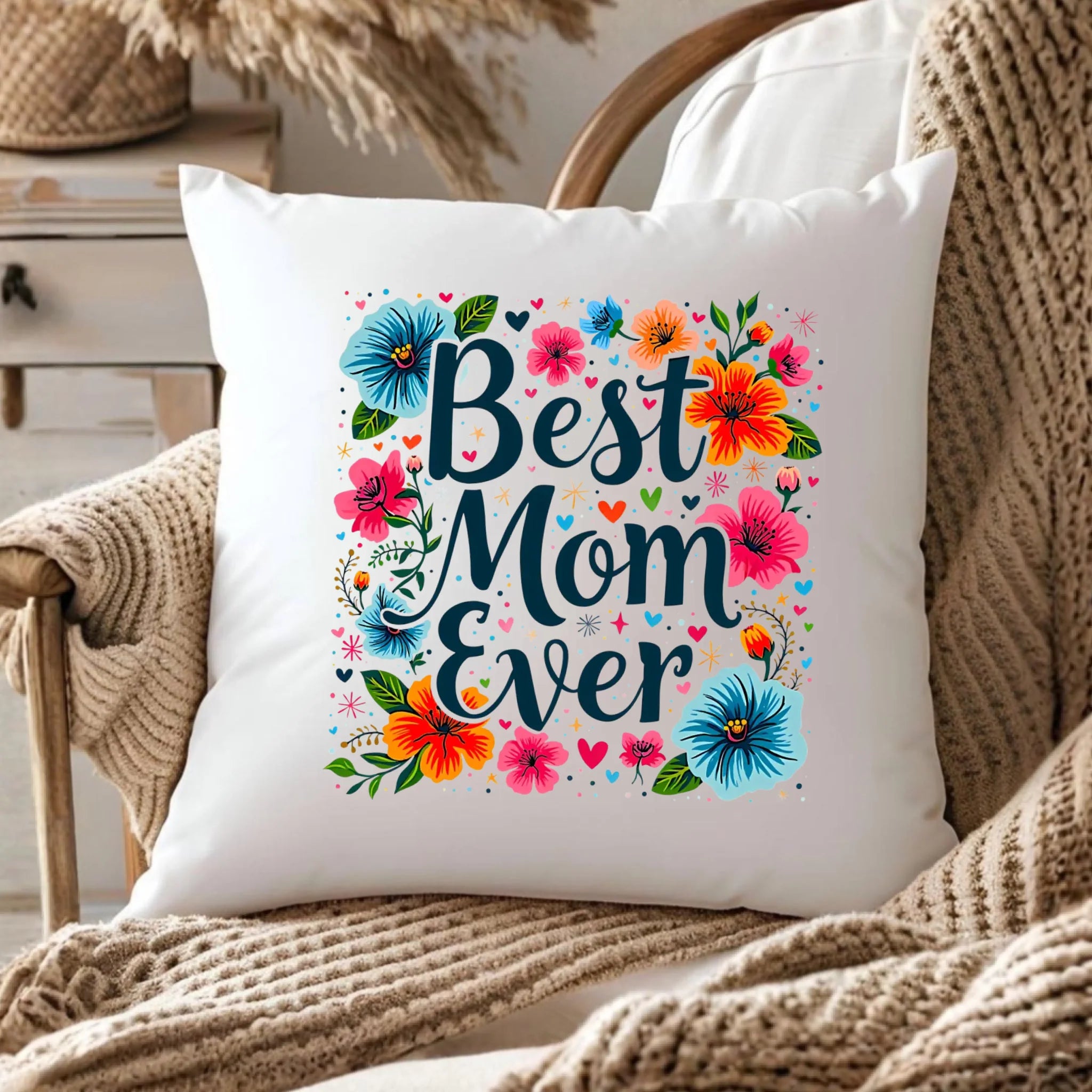 Poduszka dla mamy - Kwiaty - Best mom ever DM34 - StoryCups.pl