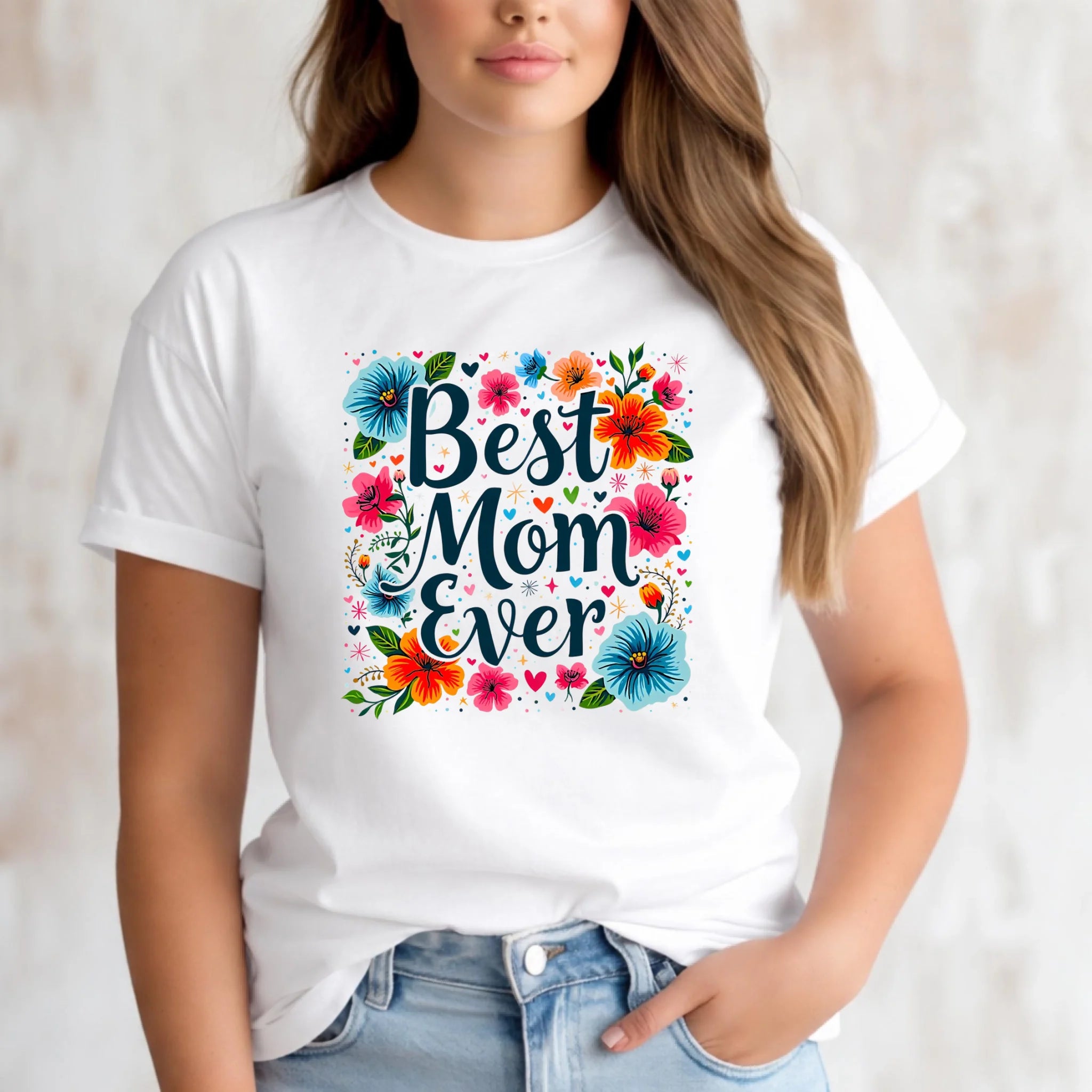 Koszulka damska dla mamy - Kwiaty - Best mom ever DM34 - StoryCups.pl