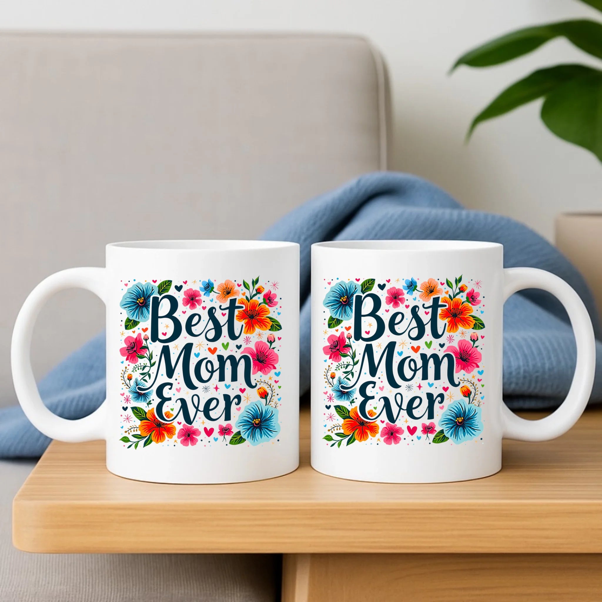 Zestaw poduszka i kubek dla mamy - Kwiaty - Best mom ever DM34 - StoryCups.pl