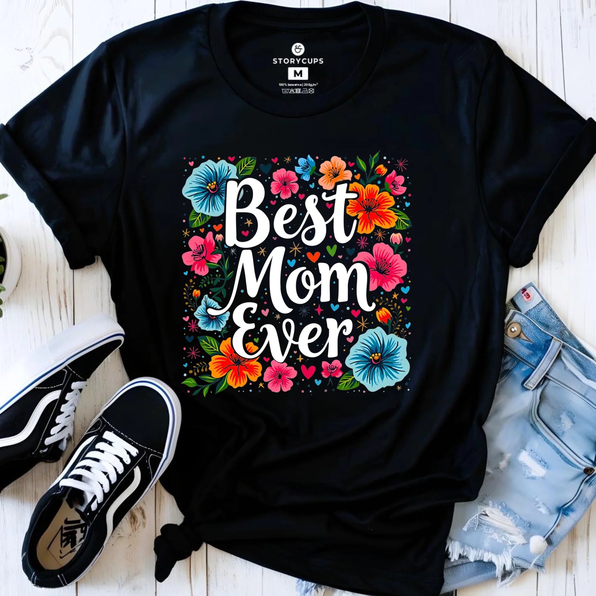 Koszulka damska dla mamy - Kwiaty - Best mom ever DM34 - StoryCups.pl