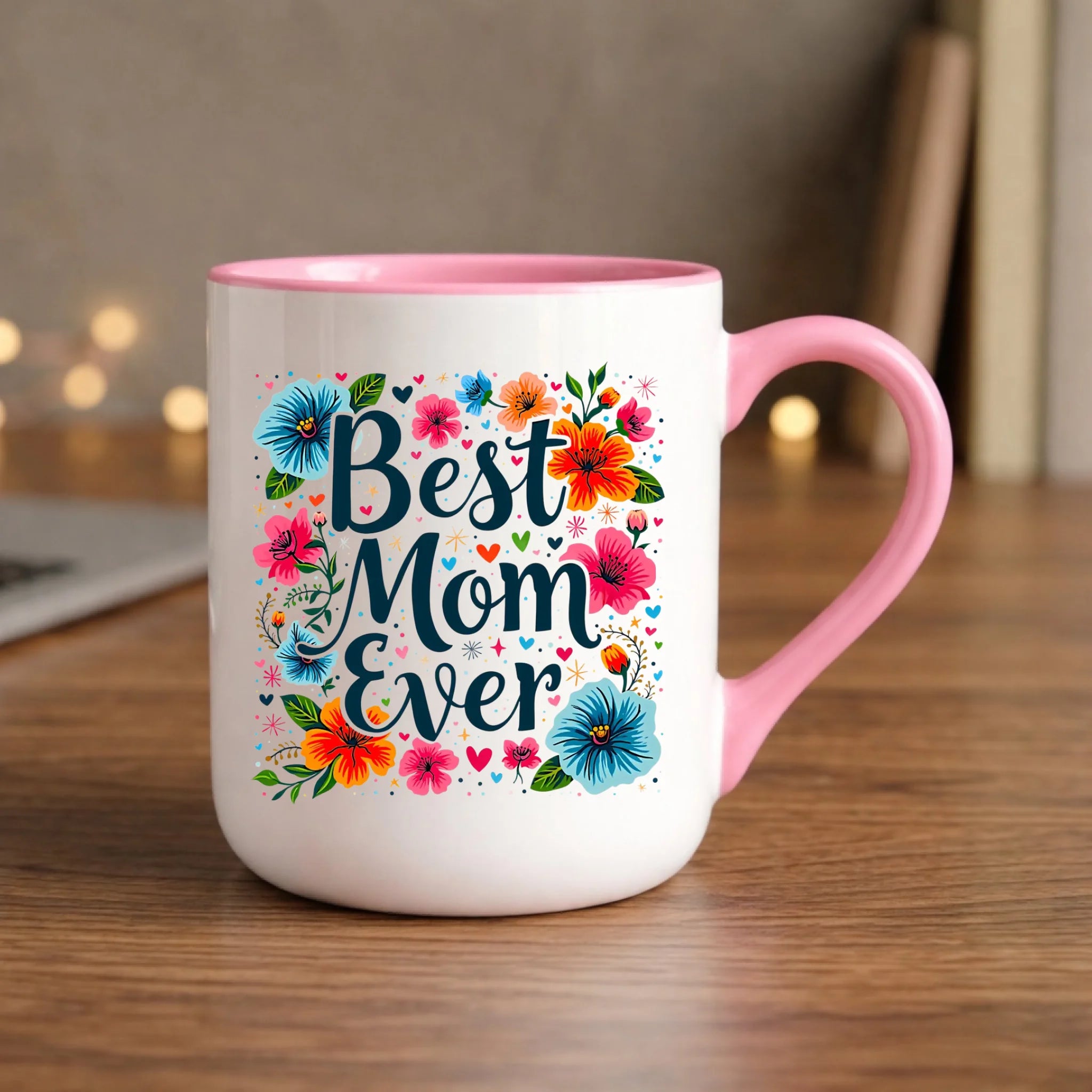 Kubek elegant dla mamy - Kwiaty - Best mom ever DM34 - StoryCups.pl