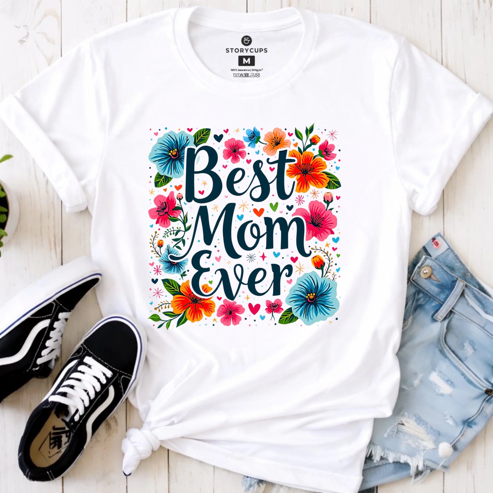 Koszulka damska dla mamy - Kwiaty - Best mom ever DM34 - StoryCups.pl