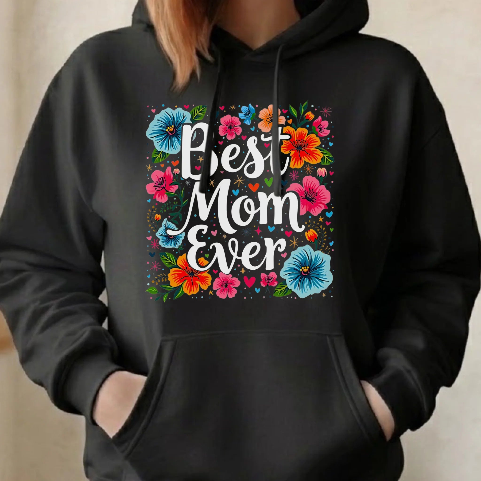 Bluza z kapturem dla mamy - Kwiaty - Best mom ever DM34 - StoryCups.pl