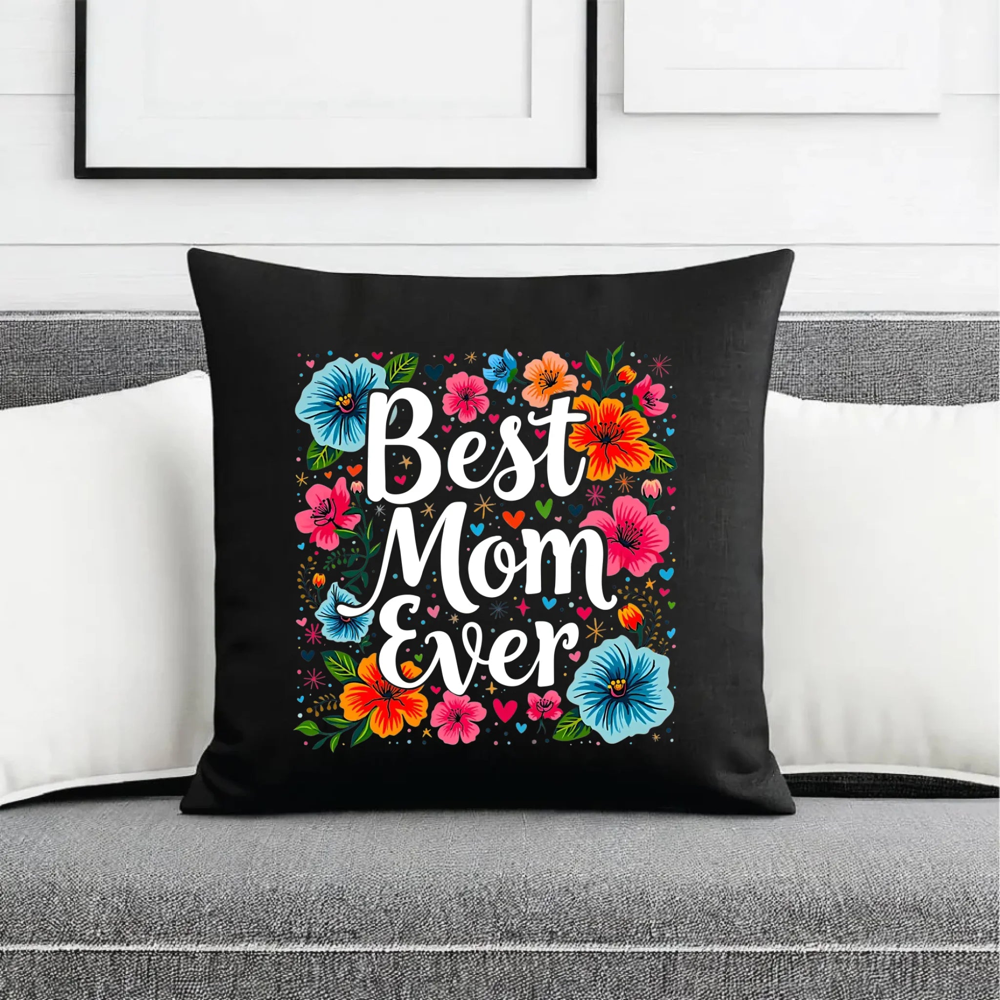 Poduszka dekoracyjna dla mamy - Kwiaty - Best mom ever DM34 - StoryCups.pl