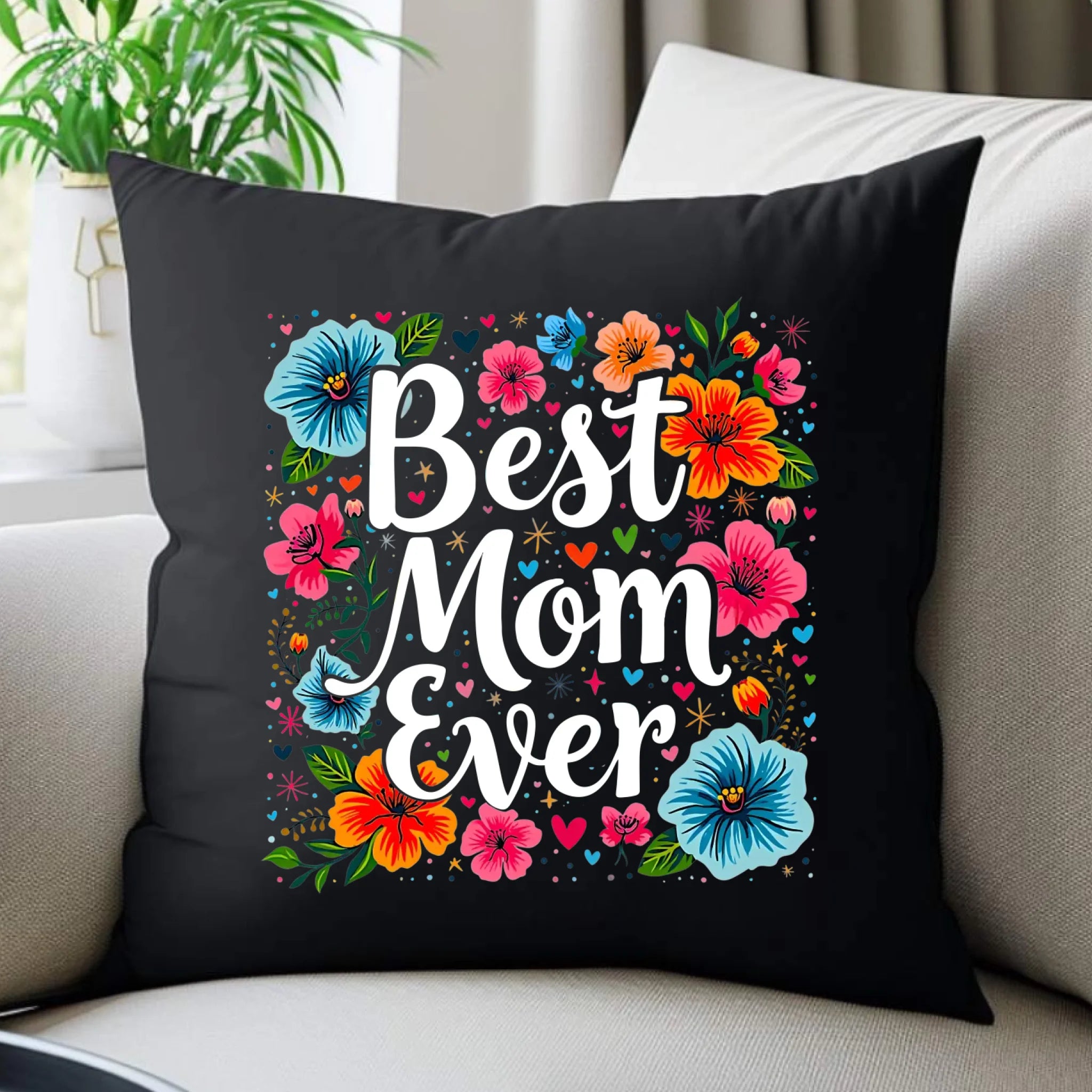 Poduszka dekoracyjna dla mamy - Kwiaty - Best mom ever DM34 - StoryCups.pl