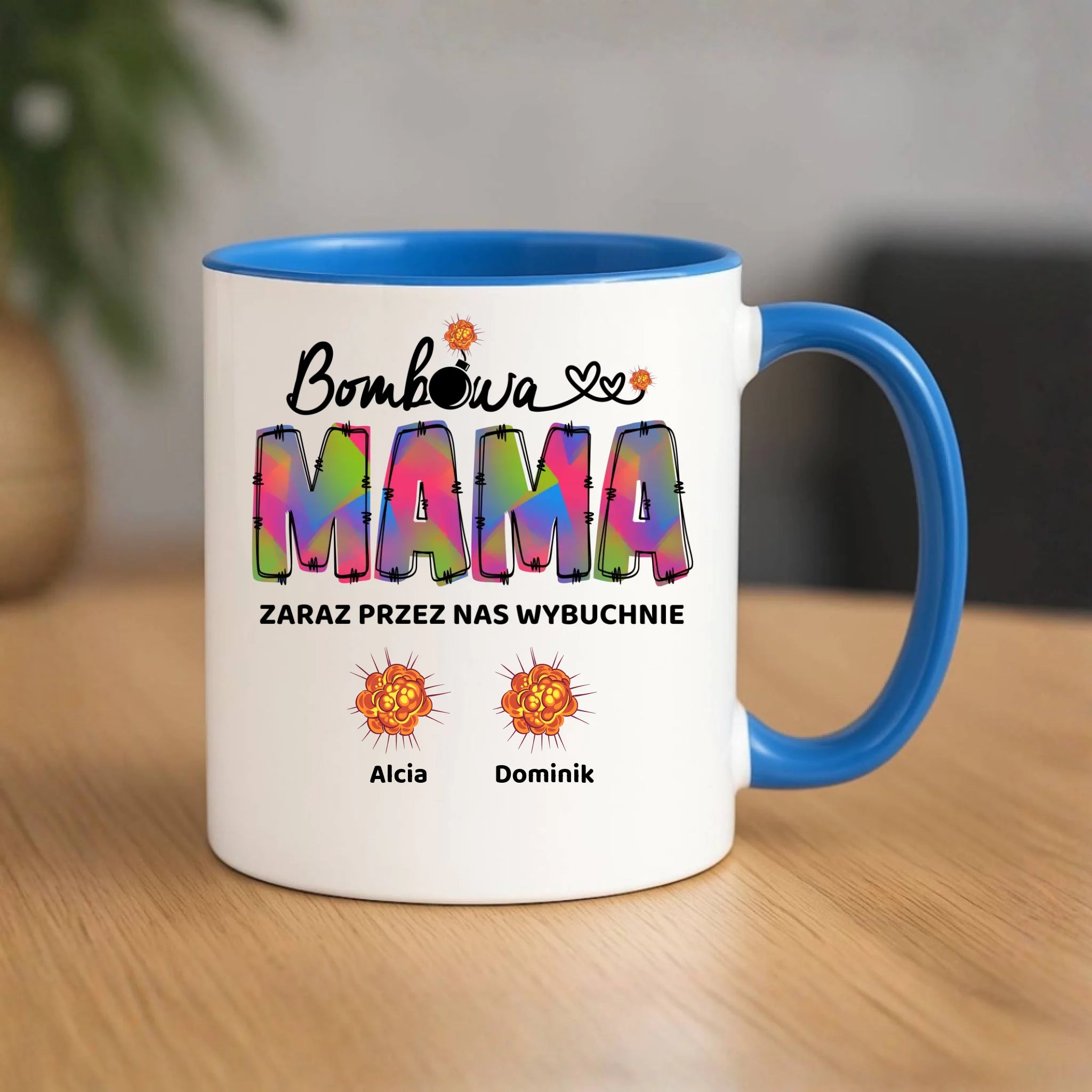 Kubek dla mamy z imionami dzieci - Bombowa mama - personalizowany DM53 - StoryCups.pl
