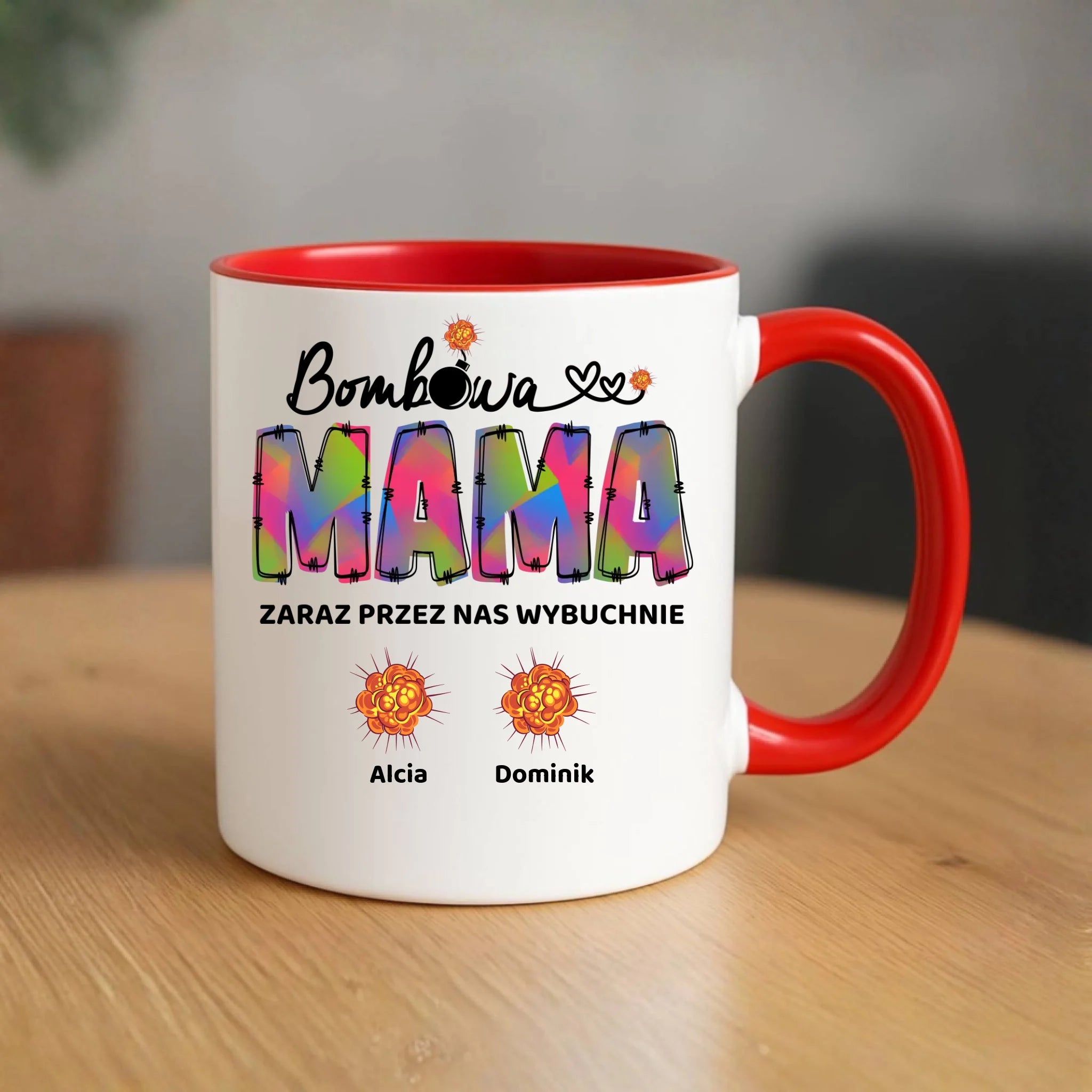 Kubek dla mamy z imionami dzieci - Bombowa mama - personalizowany DM53 - StoryCups.pl