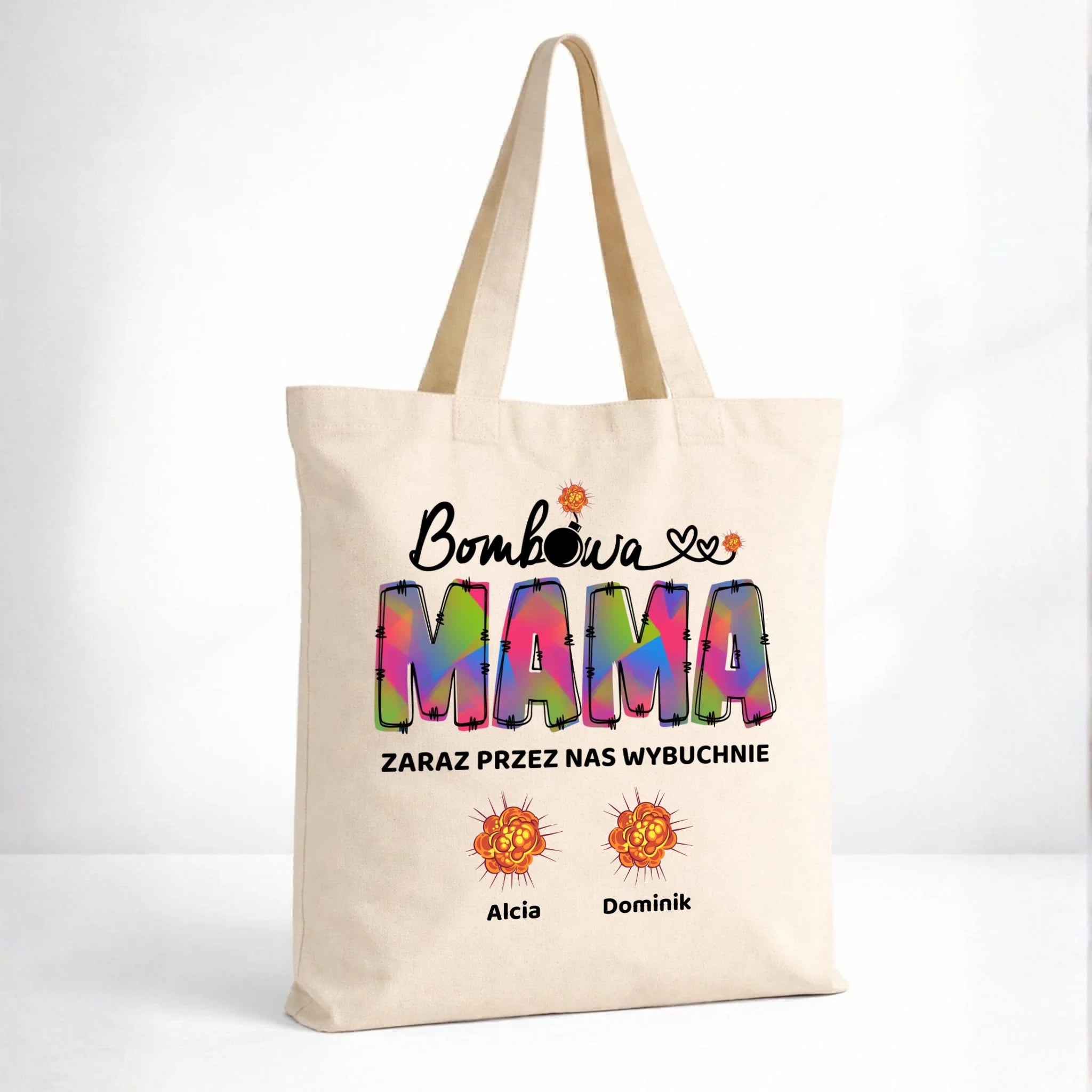 Torba dla mamy z imionami dzieci - Bombowa mama - personalizowana DM53 - StoryCups.pl