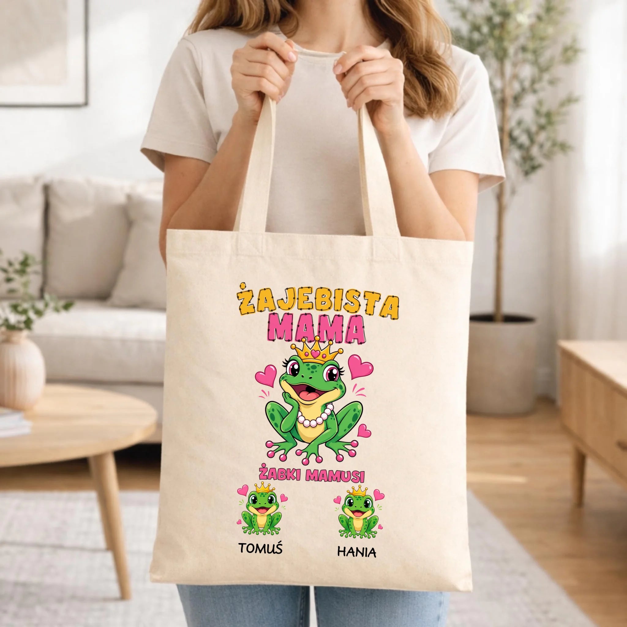 Torba dla mamy z imionami dzieci - Żabki Mamusi - personalizowana DM54 - StoryCups.pl