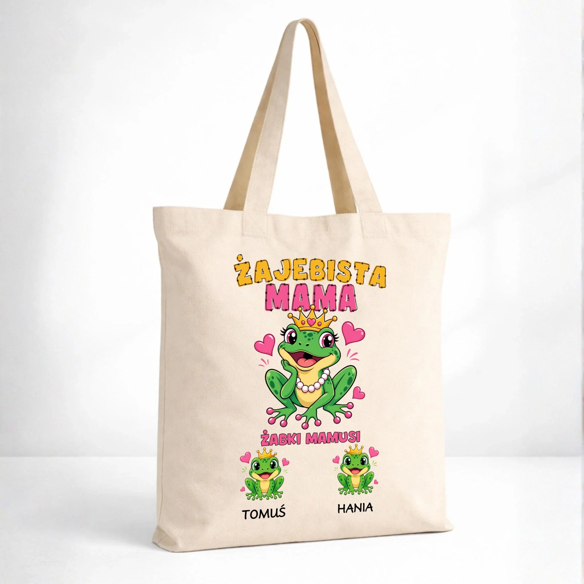 Torba dla mamy z imionami dzieci - Żabki Mamusi - personalizowana DM54 - StoryCups.pl